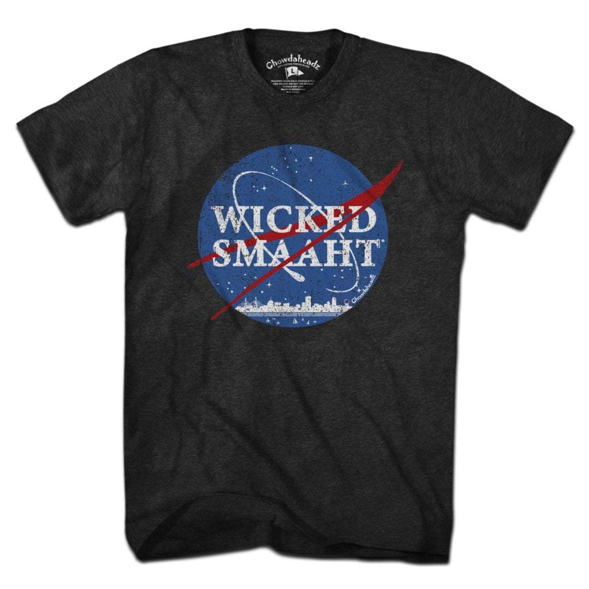 Chowdaheadz Wicked Smaaht Space Graphic T-Shirt - Soft Vintage Unisex Cotton Blend Tee for Casual Wear & Gift Giving