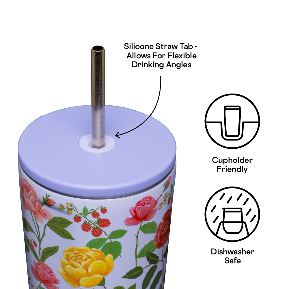 Rifle Paper Co. 16oz Insulated Stainless Steel Cold Cup - Floral Design Tumbler for Iced Coffee, Tea & Smoothies - Perfect for Home, Office & Travel Use