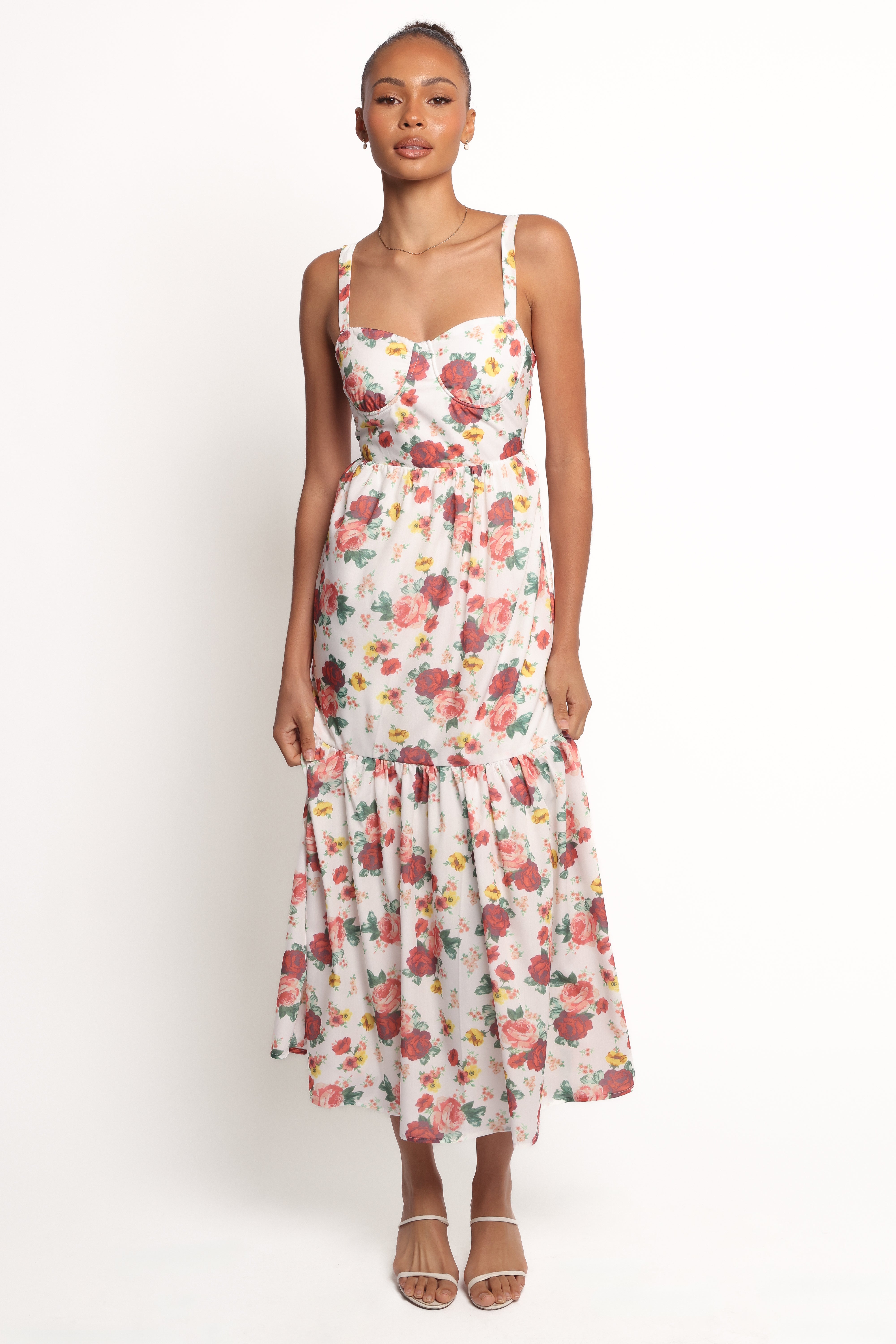 Donatella Maxi Dress - Floral Print Long Summer Dress for Women | Beach Wedding, Vacation & Party Wear