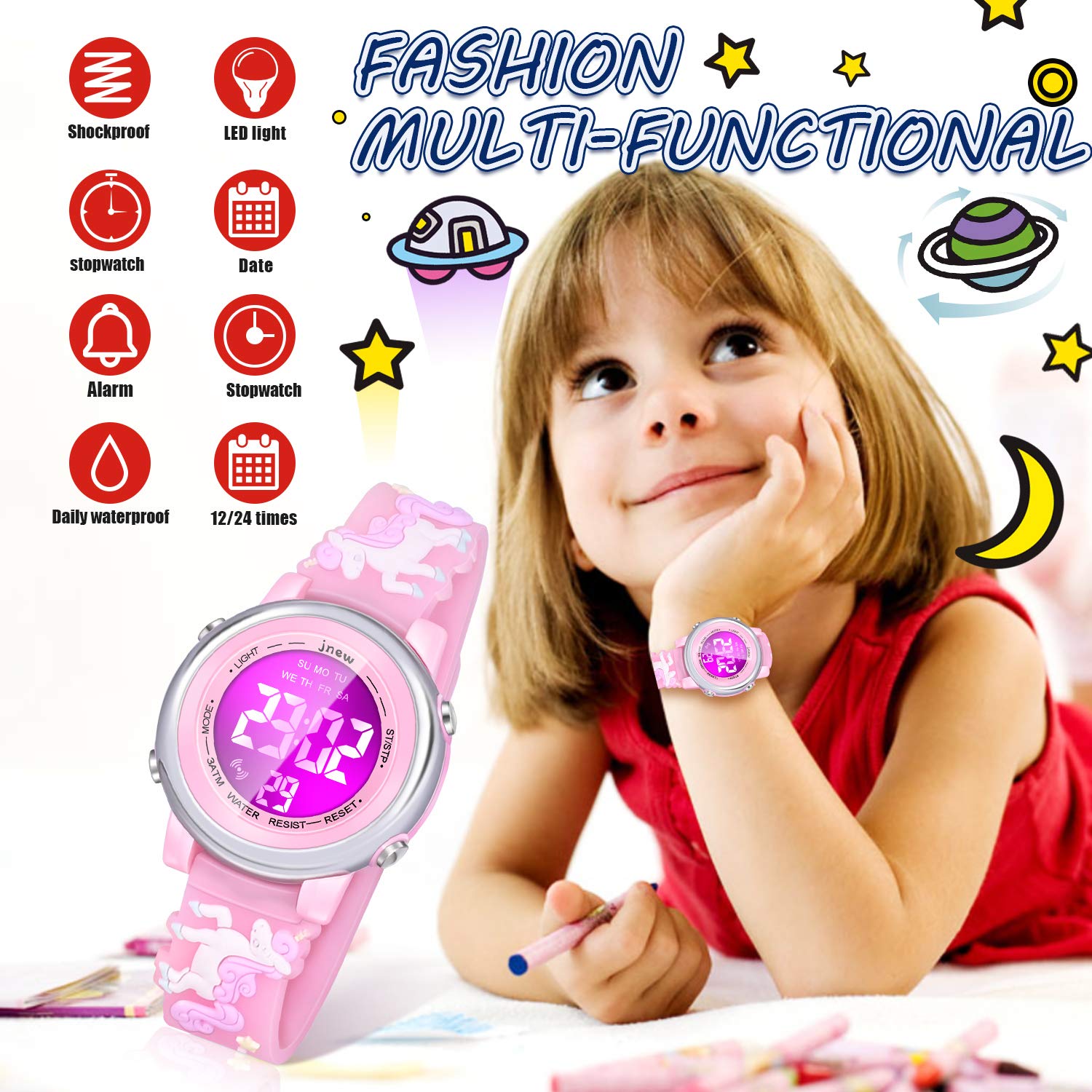 Waterproof Digital Watch for Girls Age 3-10 with Alarm - Best Birthday & Christmas Gift for Little Girls - Perfect for School, Swimming & Outdoor Activities