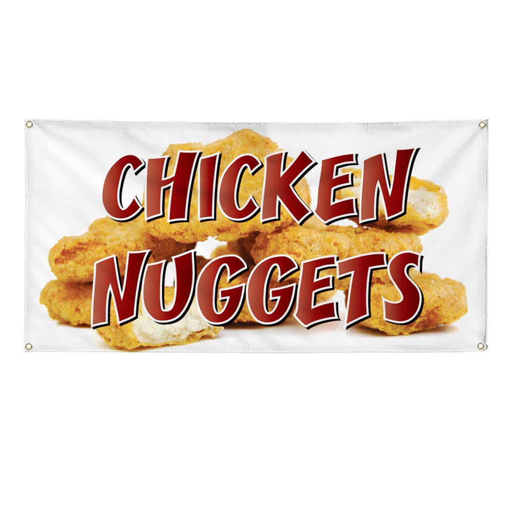 Chicken Nuggets Restaurant Vinyl Banner - 48x96 Inches, Weatherproof, 8 Grommets - Perfect for Outdoor Cafe, Bar & Food Business Signs - Multiple Sizes Available for Industrial & Yard Use