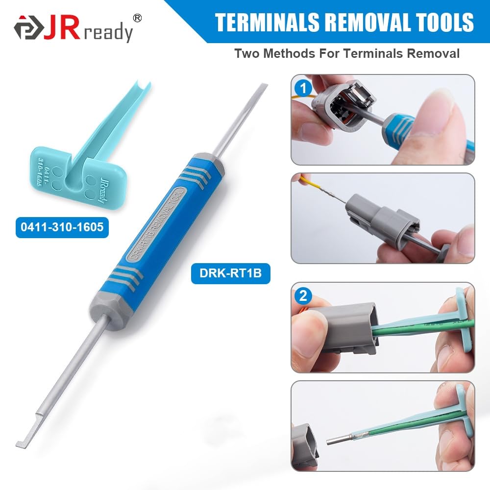 JRready DW5011 Deutsch Connector Kit - 2/3/4/6 Pin DT Connectors with 16# Solid Contacts (16-20 AWG) | Includes Deutsch Crimp Tool & Pin Removal Tool | Waterproof Automotive Electrical Connectors for Car, Truck, Marine & Off-Road Vehicle Wiring
