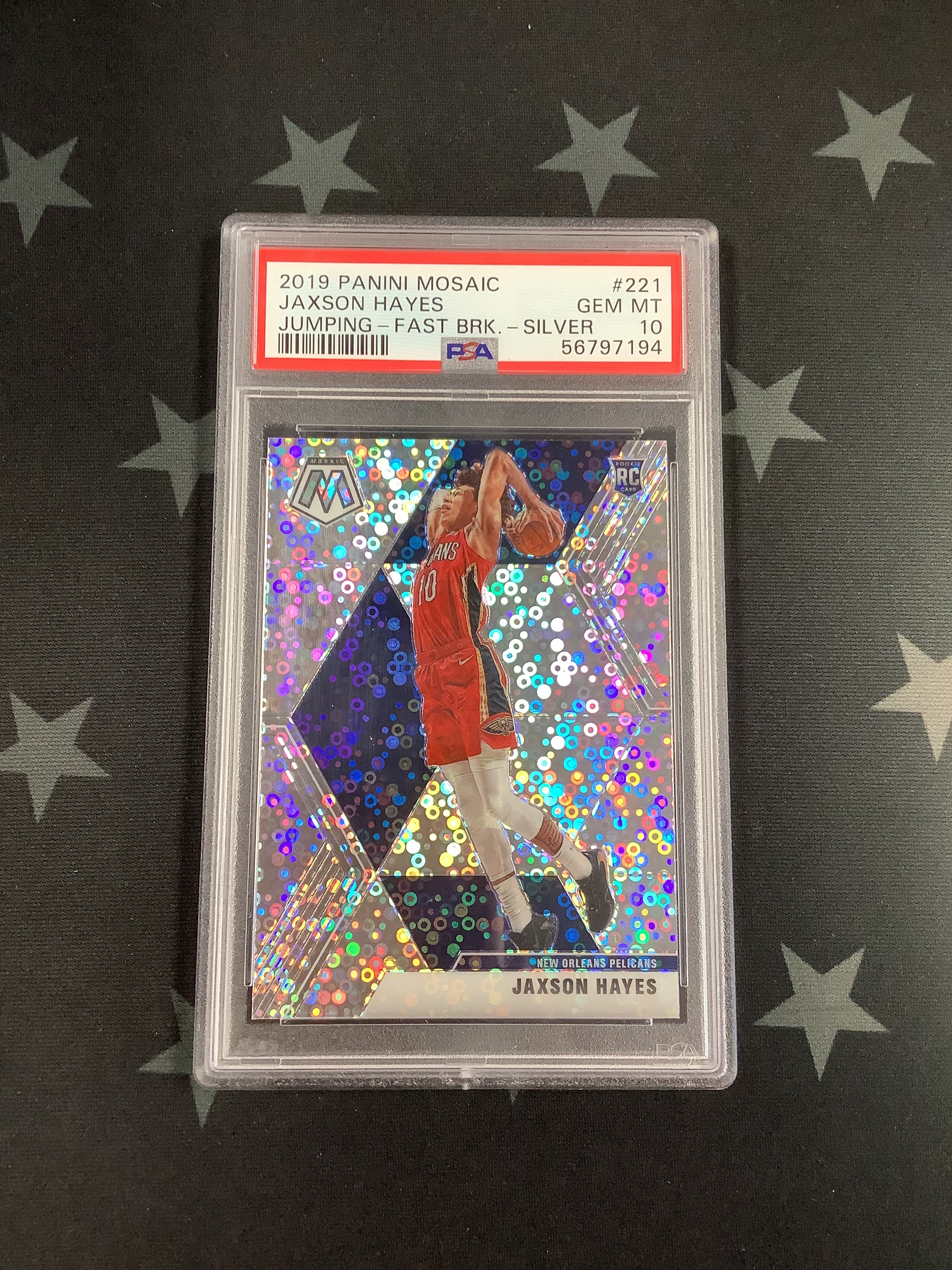 2019 Panini Mosaic Basketball Fast Break Silver Jaxson Hayes #221 PSA GEM MT 10 - Rare NBA Trading Card for Collectors & Investors - Perfect for Sports Memorabilia Displays & Card Shows