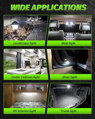 Alopee T10 LED Bulb 6500K Cool White - 10 Pack, 12V DC, W5W 168 193 194 198 Replacement Bulbs for Automotive Interior Lights, RV Camper, Under Cabinet Lighting - Perfect for Car Dashboard, Boat Cabinets & Home Decoration