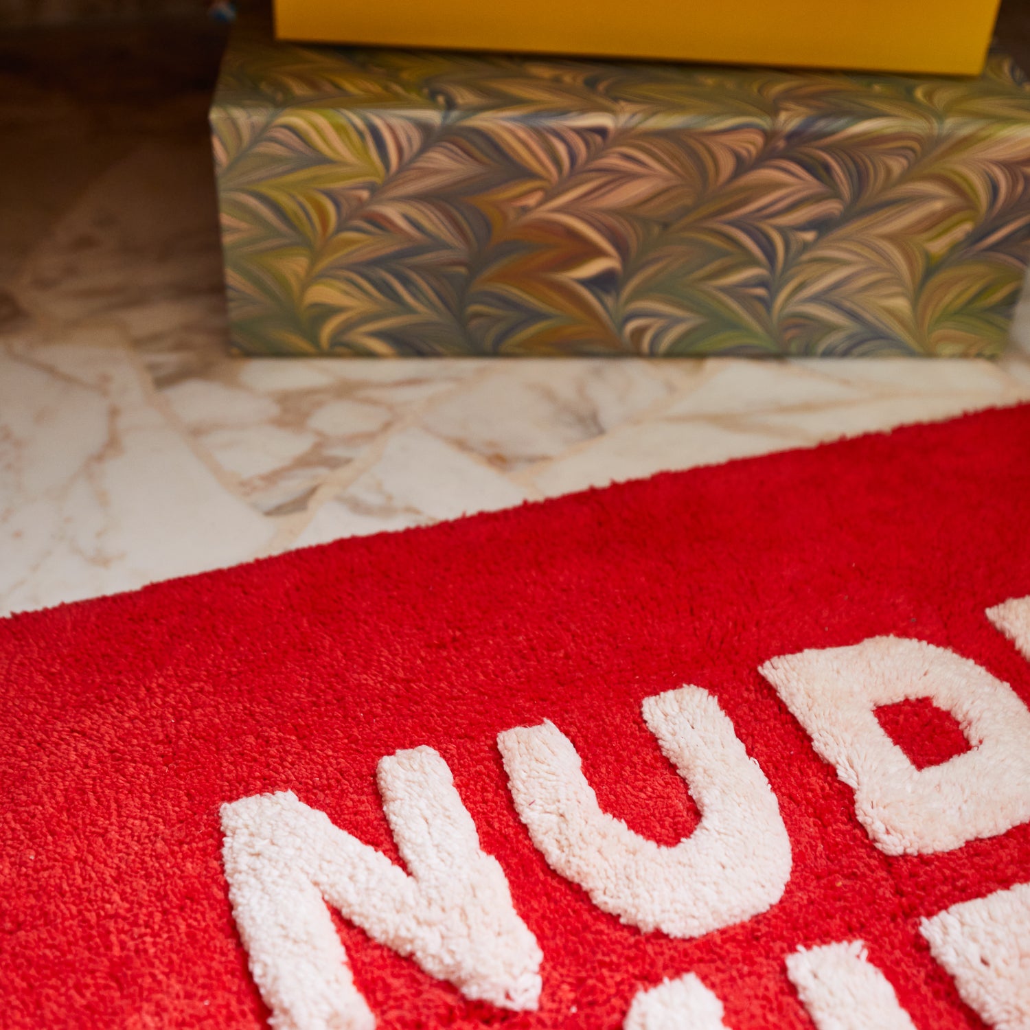 Tula Nudie Bath Mat Mini - Soft Non-Slip Bathroom Rug, Absorbent Microfiber, Scarlet Red - Perfect for Small Bathrooms, Showers & Vanity Areas