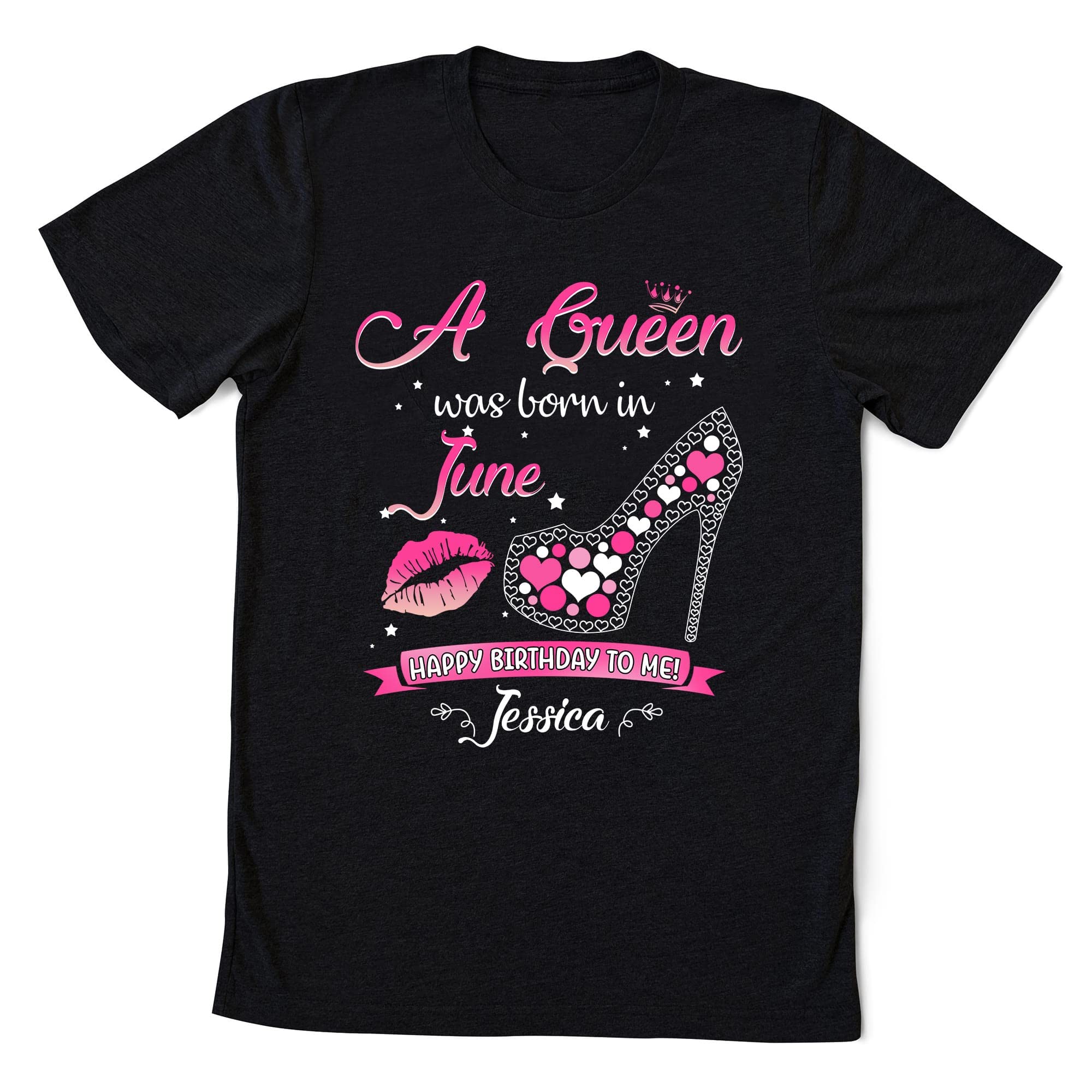 Queen Born in June Birthday T-Shirt for Women - Fun Multicolor Graphic Tee for Summer Parties & Casual Outfits