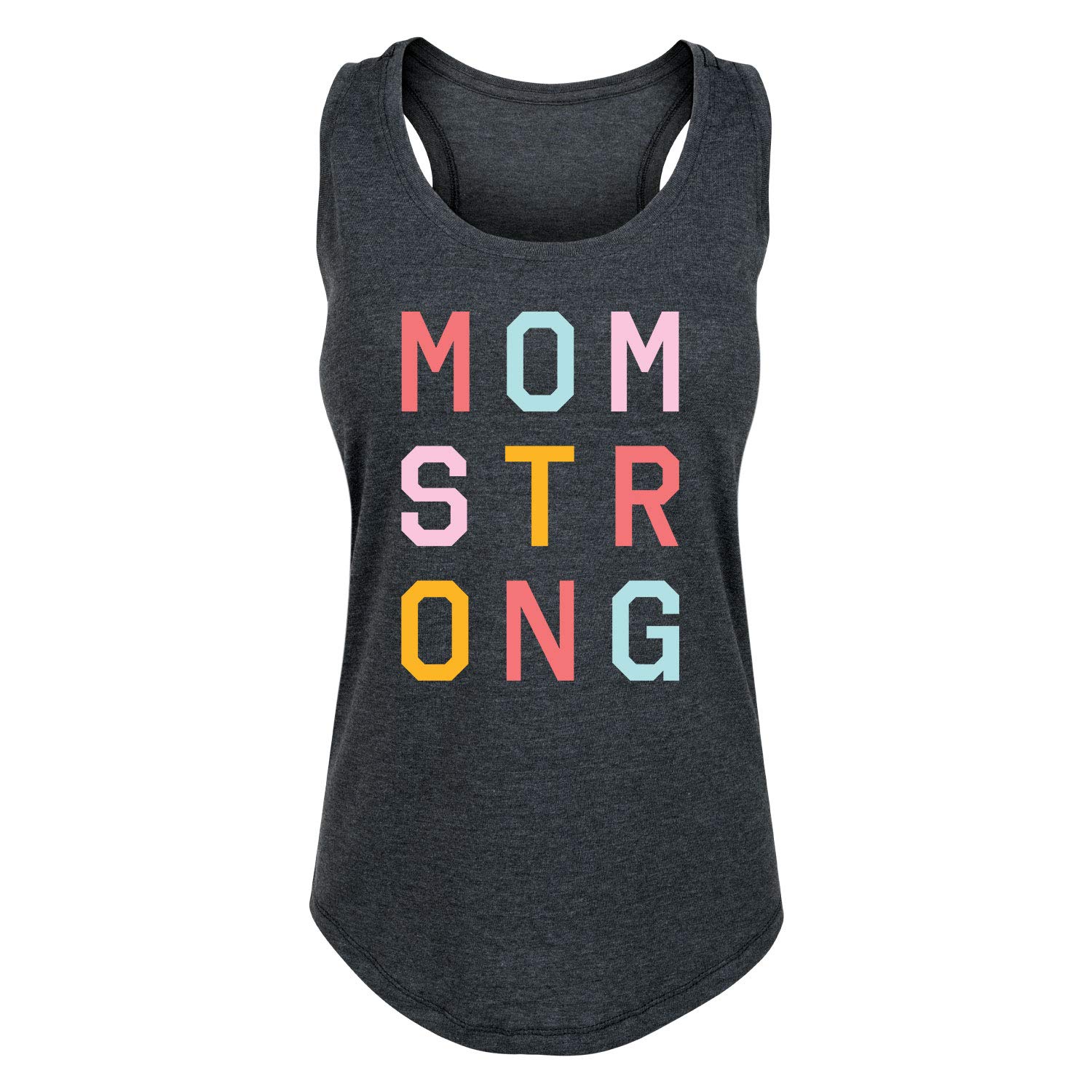 Mom Strong - Women's Racerback Tank Top for Workouts & Everyday Wear | Comfortable Athletic Shirt for Gym, Running & Casual Outfits