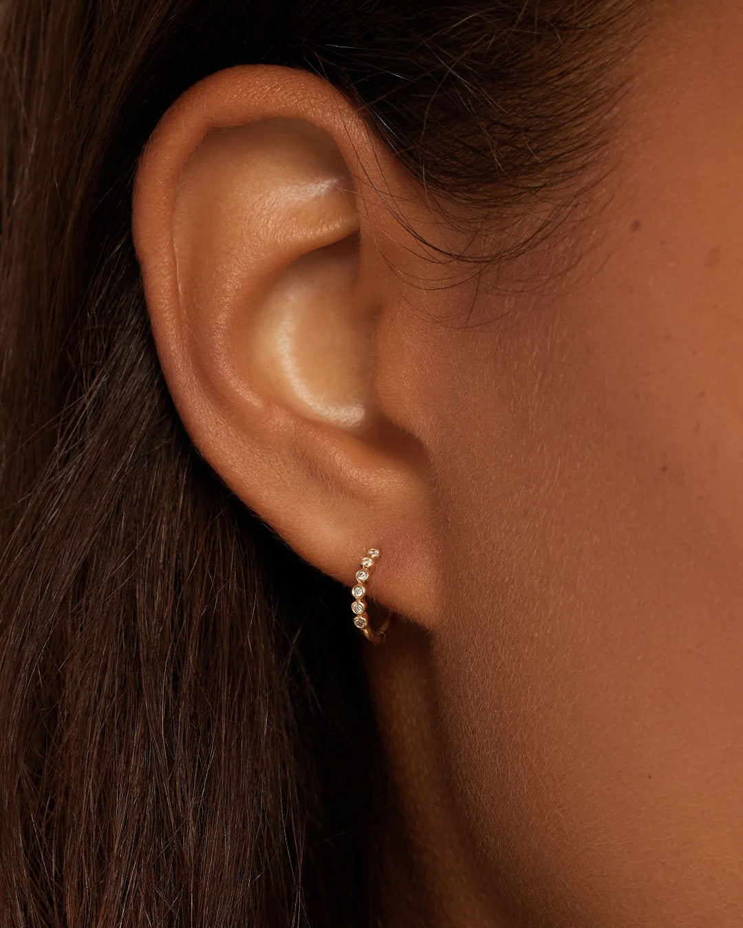 Classic Diamond Single Huggie Earrings - 14K Gold Plated Minimalist Hoop Earrings for Women | Perfect for Everyday Wear, Parties & Gifts