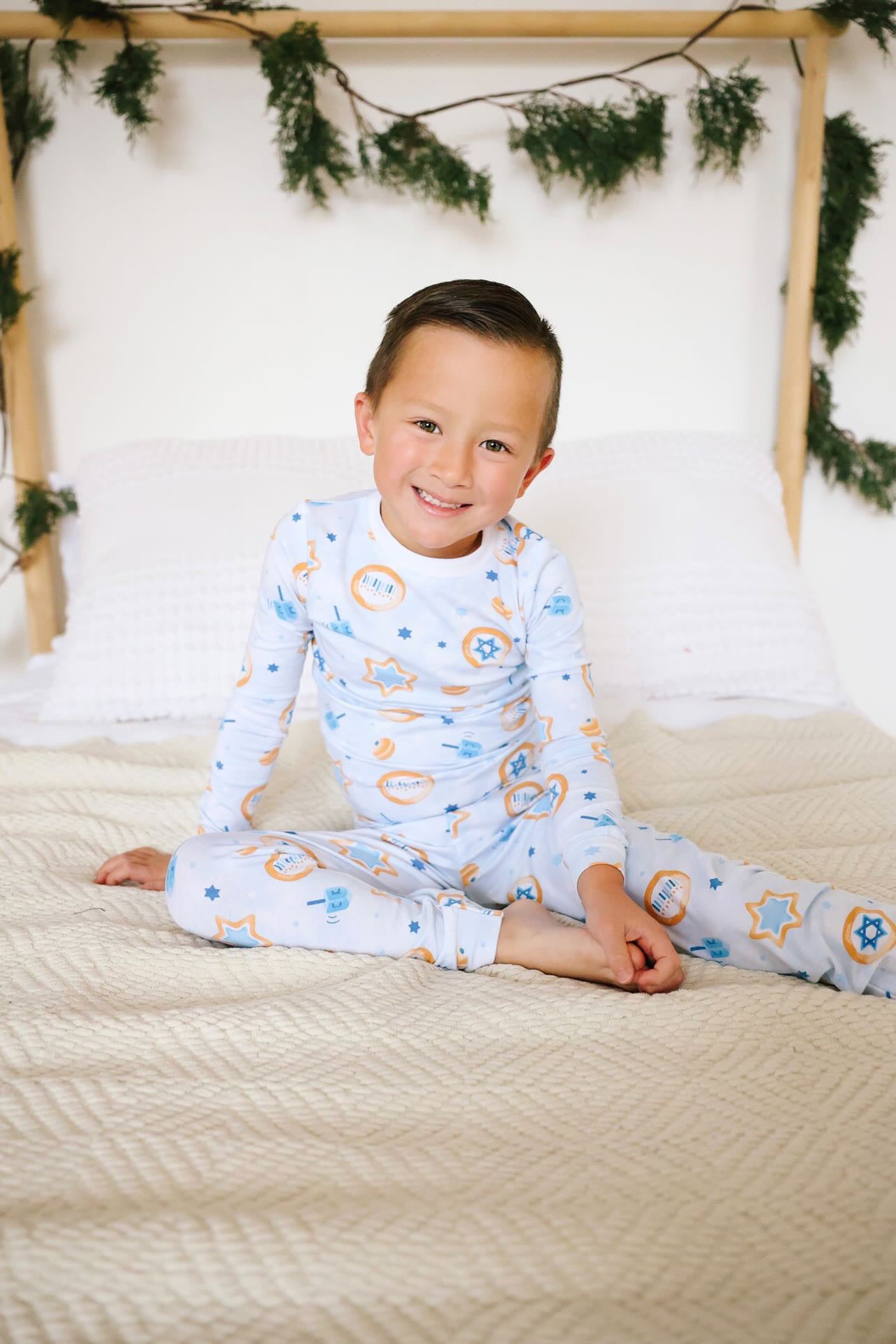 Hanukkah Cookie Boys Full Length Pajama Set - Soft & Comfortable Holiday Sleepwear for Kids, Perfect for Hanukkah Celebrations & Family Gatherings