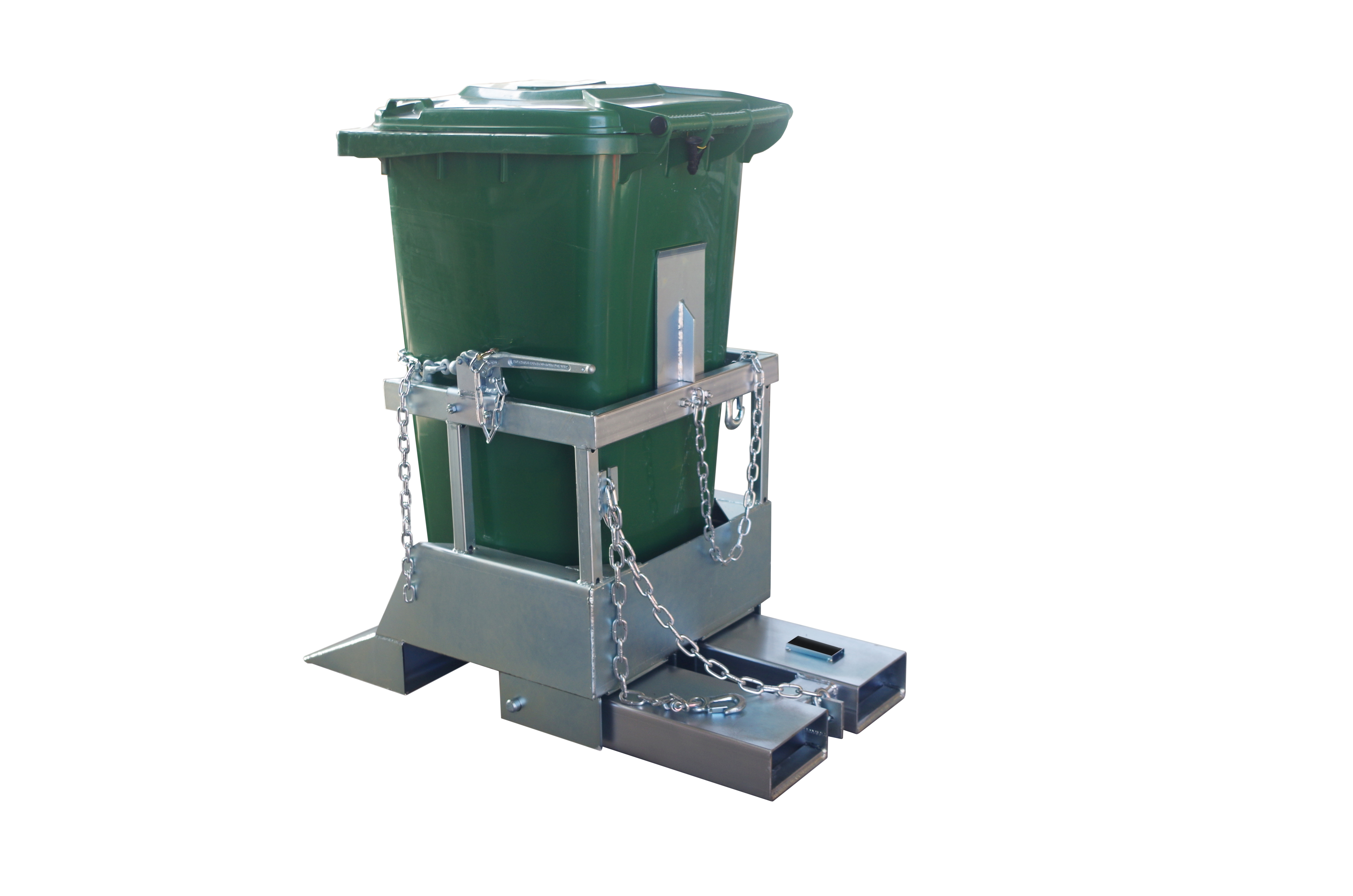 240L Heavy Duty Forklift Wheelie Bin Tipper - Durable Waste Handling Solution for Warehouses, Recycling Centers & Industrial Use