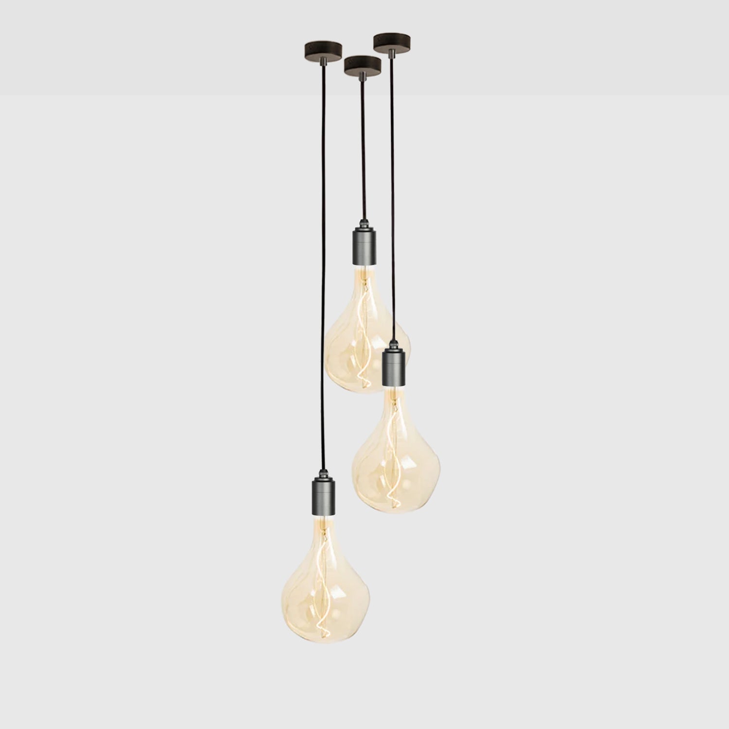Voronoi II Pendant Light Fixture - Graphite Finish - Set of 3 Modern Geometric Ceiling Lights for Dining Room, Kitchen Island or Bedroom Lighting