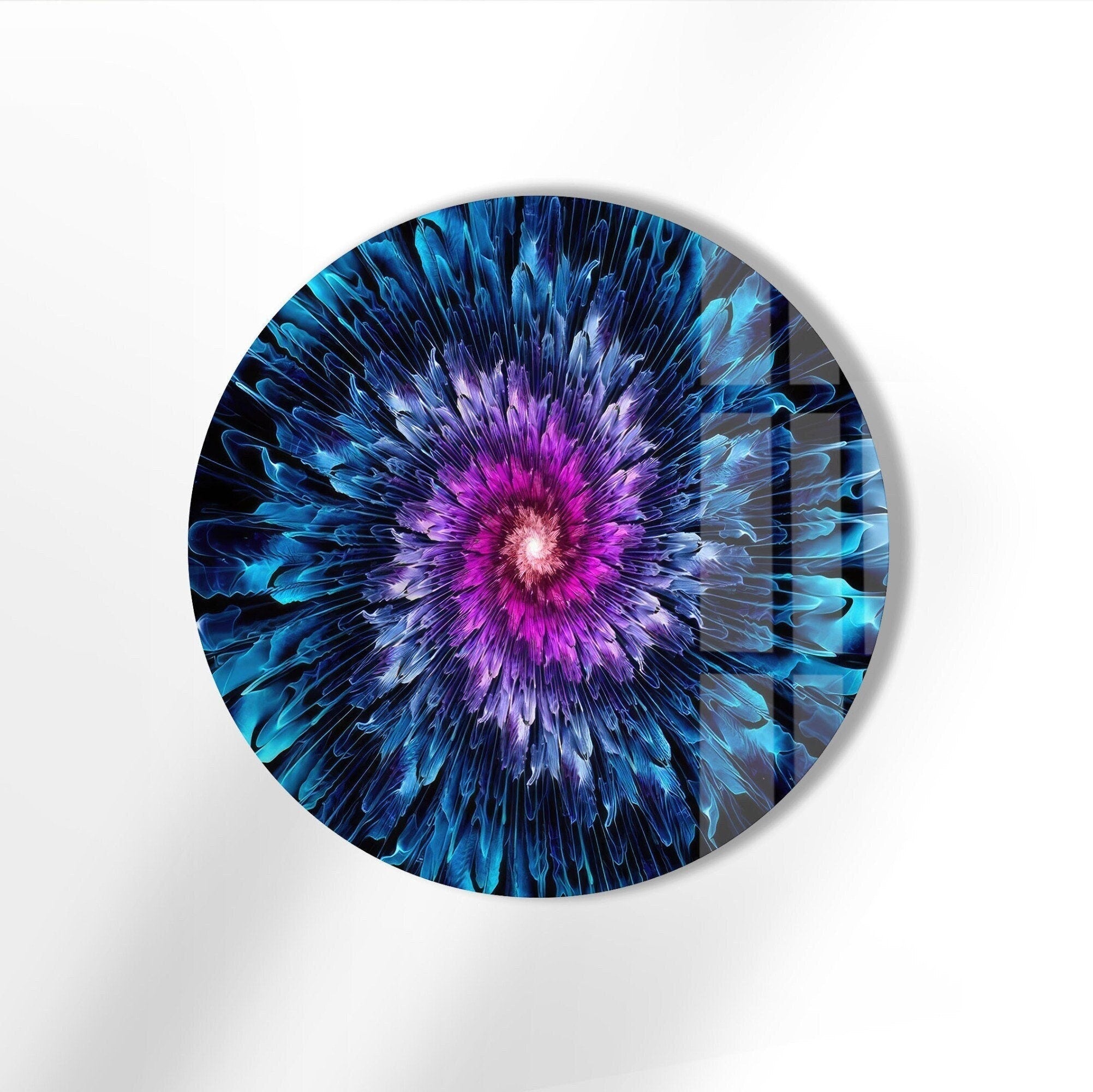 Abstract Round Purple & Blue Glass Wall Art - Modern Handmade Home Decor for Living Room, Bedroom & Office - Unique Statement Piece for Interior Design & Gifts