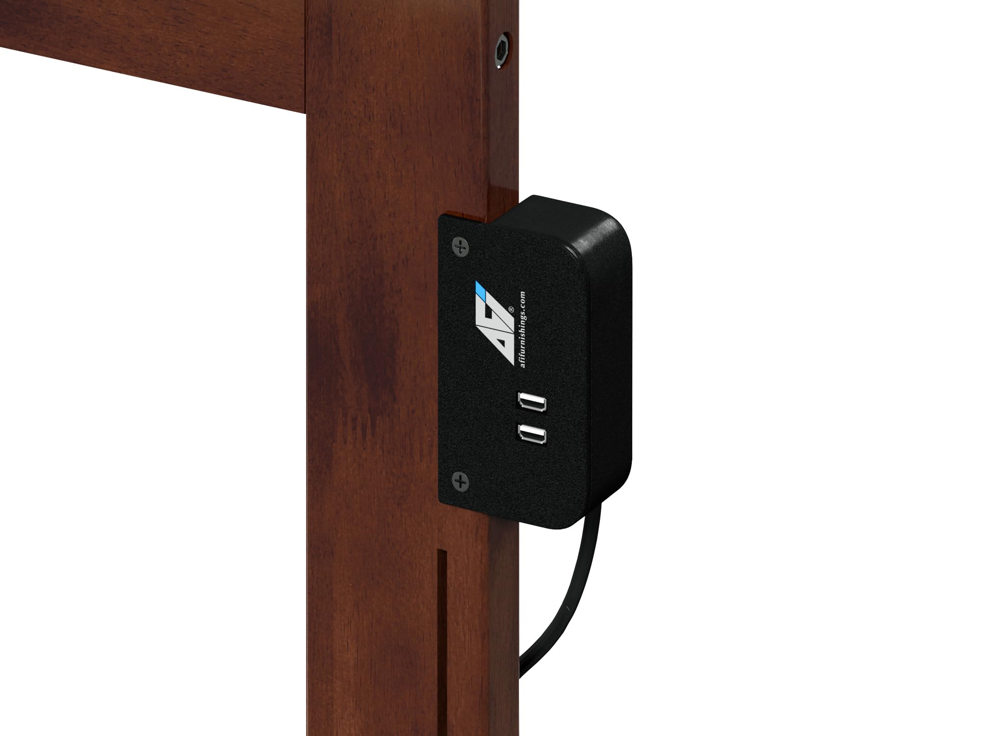 AFI Madison Twin Platform Bed Frame with USB Charging Ports - Solid Walnut Wood for Modern Bedrooms, Kids' Rooms & Guest Rooms