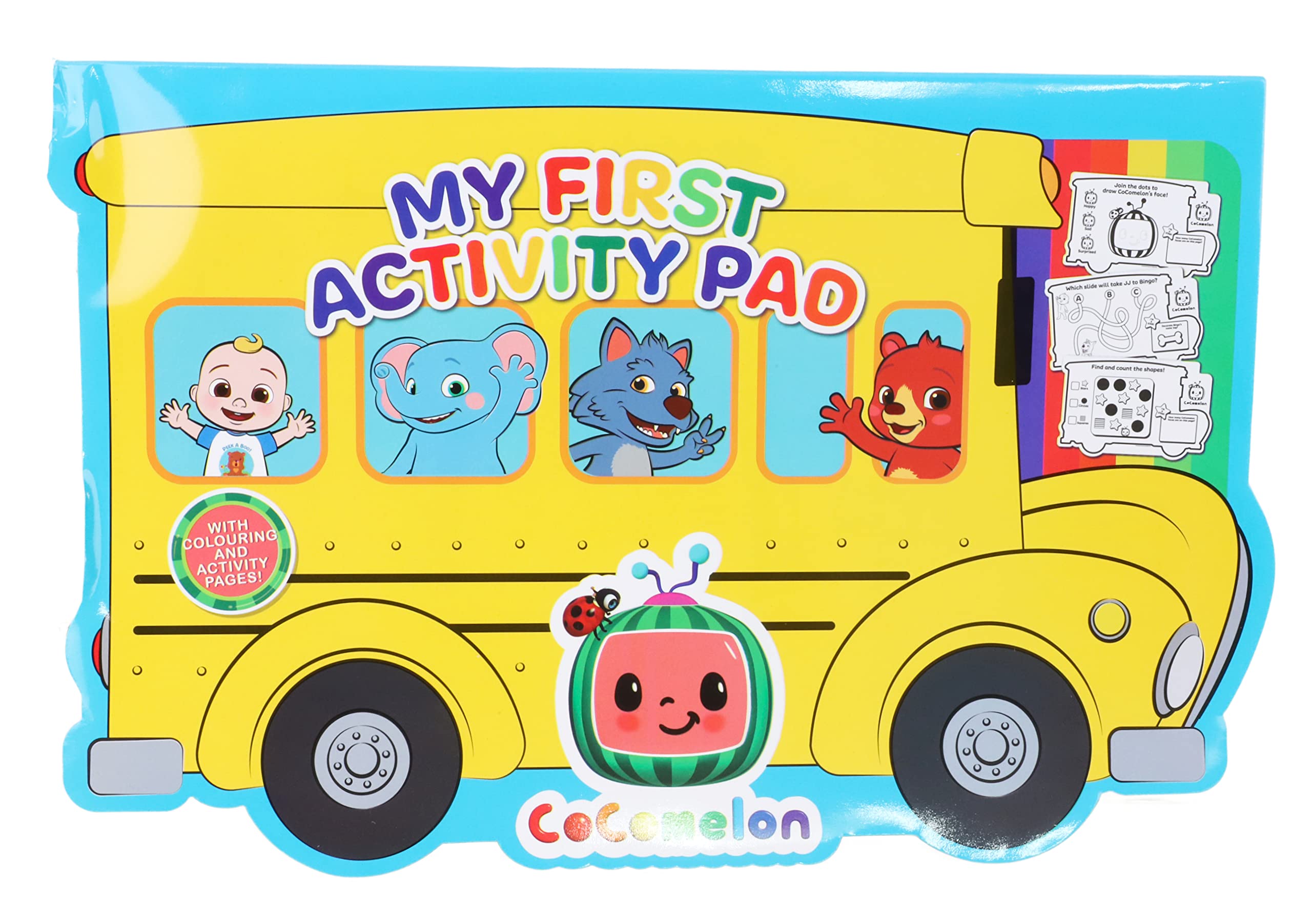 Cocomelon Activity Set for Kids - A4 Activity Pad with Pencils & 2 Sticker Sheets - Educational Arts & Crafts Toy - Perfect for Travel, Birthday Gifts & Preschool Learning