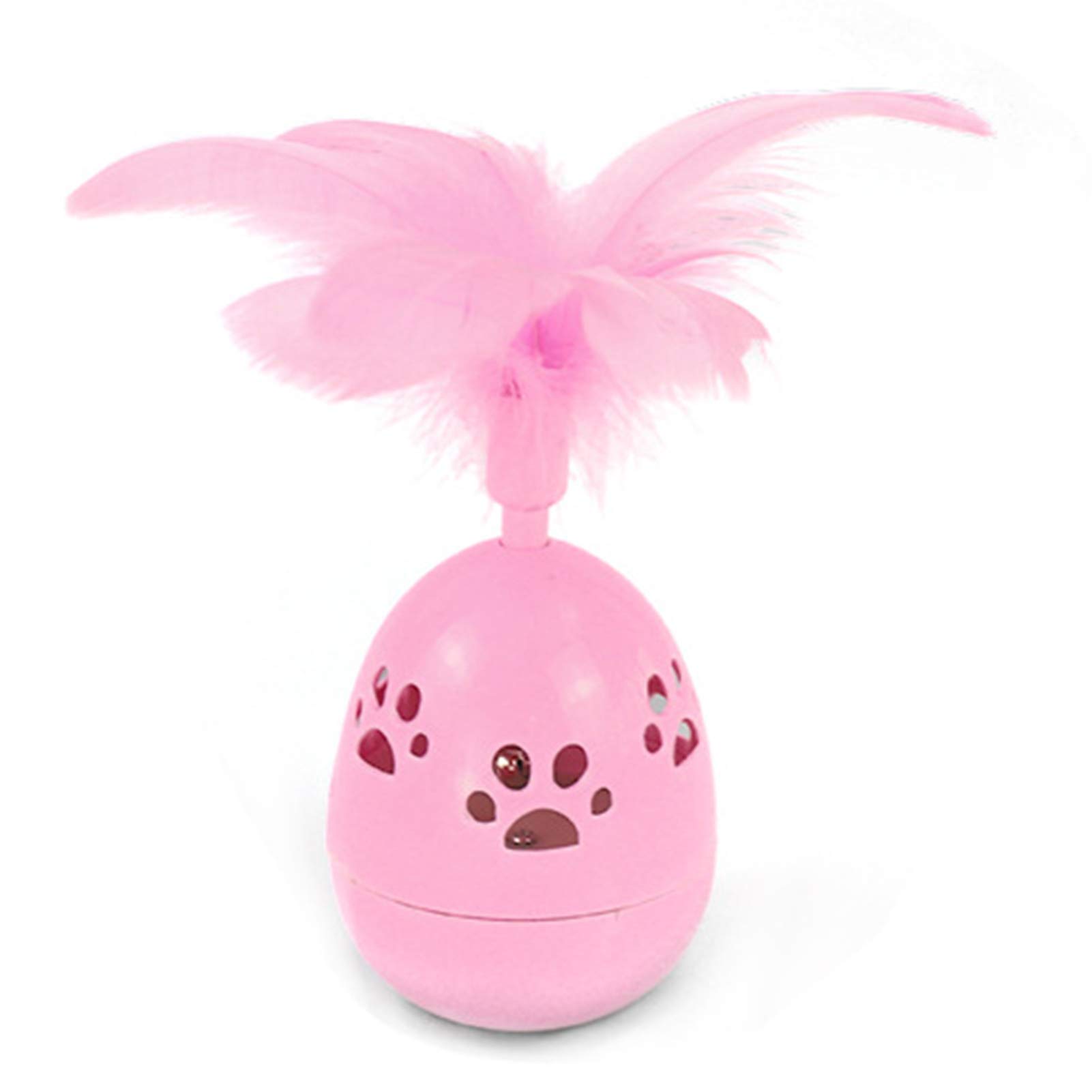 SONGBIRDTH Interactive Cat Feather Toy with Bell - Fun Kitten Puzzle Tumbler for Exercise & Play | Durable Plastic Cat Toy for Indoor Cats | Pink Pet Supply for Playtime & Bonding
