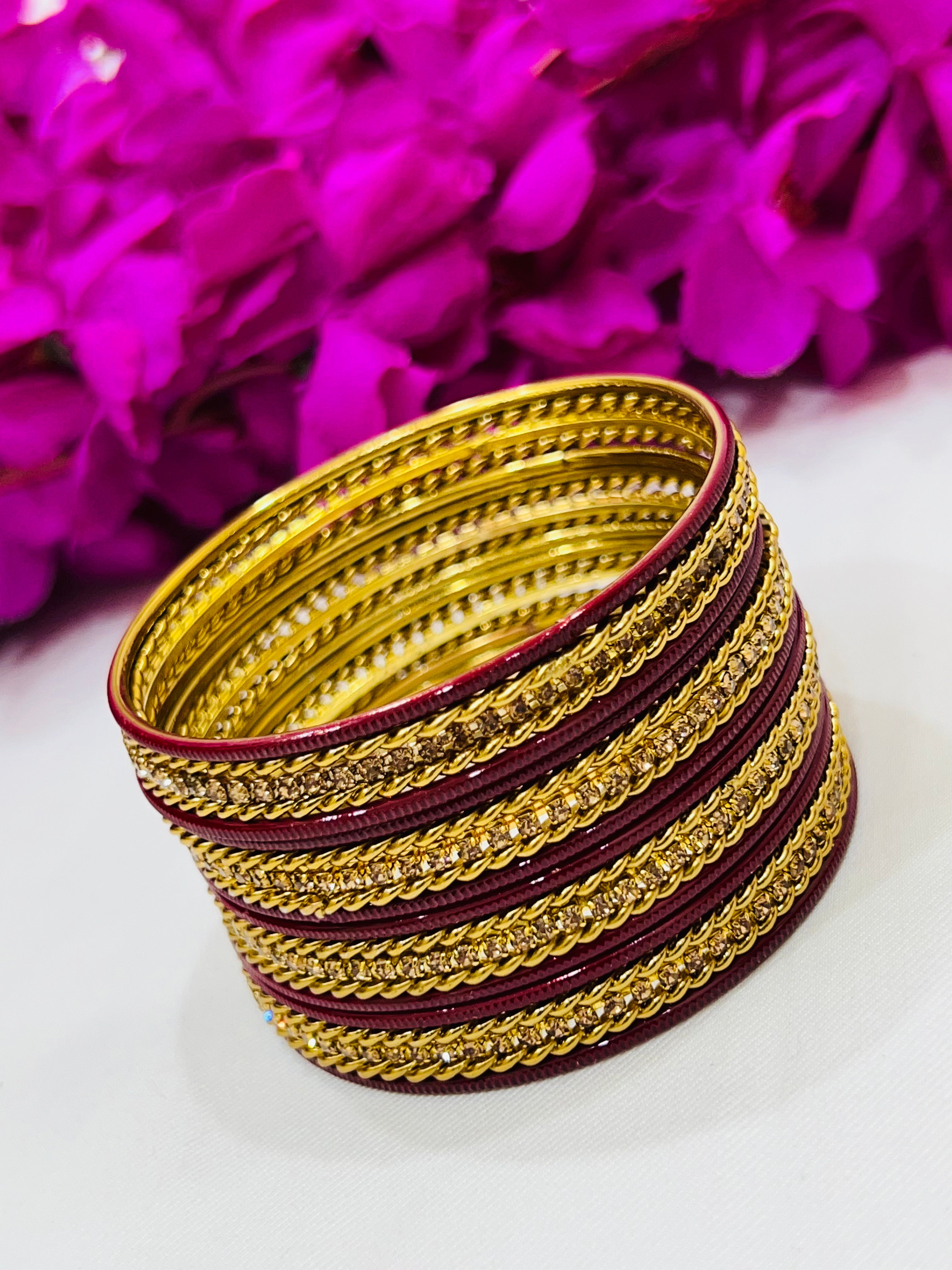 Elegant Maroon Metal Bangles for Women - Smooth Finish Fashion Jewelry - Perfect for Parties, Weddings & Everyday Wear