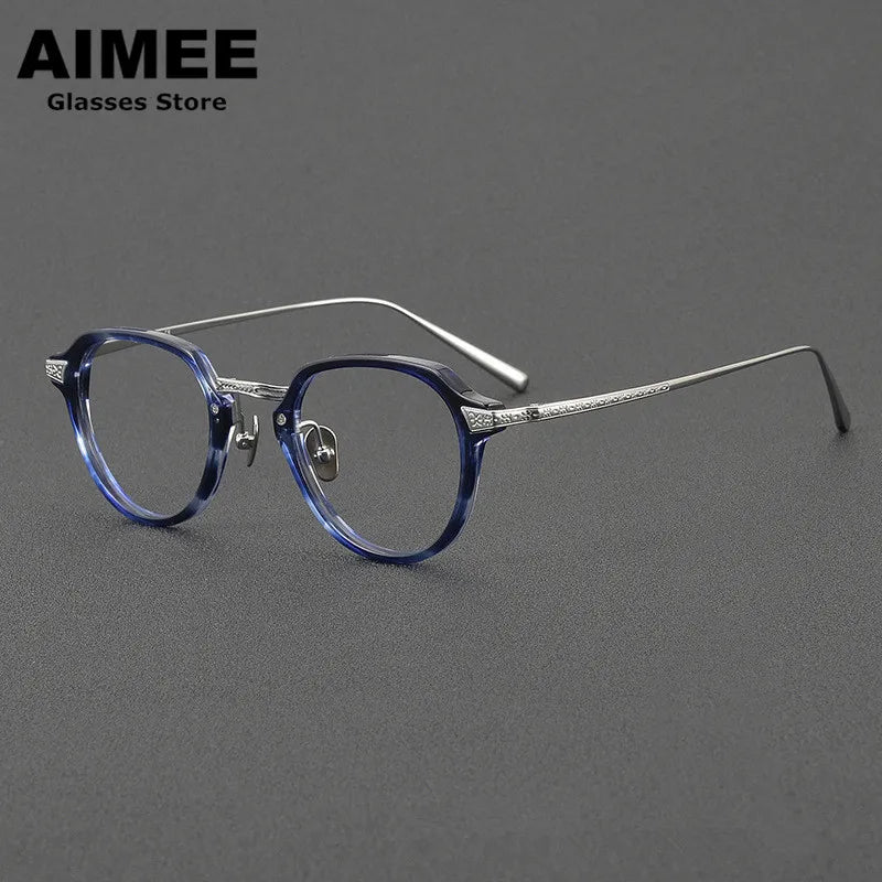Aimee Women's Full Rim Oval Square Titanium Acetate Eyeglasses Frame 49024 - Lightweight & Durable Eyewear for Work, Reading & Fashion