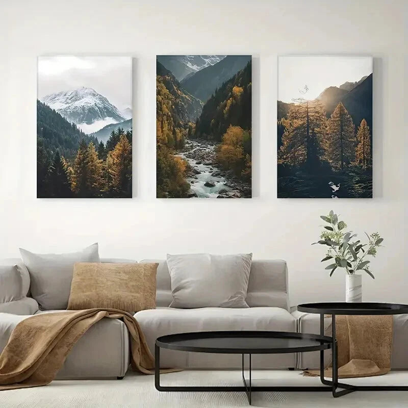 3-Piece Metal Wall Art Print - Stunning Mountain Peaks & Snowy Landscapes - Ready to Hang Home Decor for Living Room, Bedroom or Office