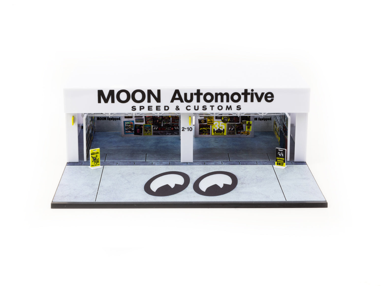 Tarmac Works 1/64 Scale Pit Garage Diorama Accessories - MOONEYES PARTS64 for Car Model Display & Racing Scenes