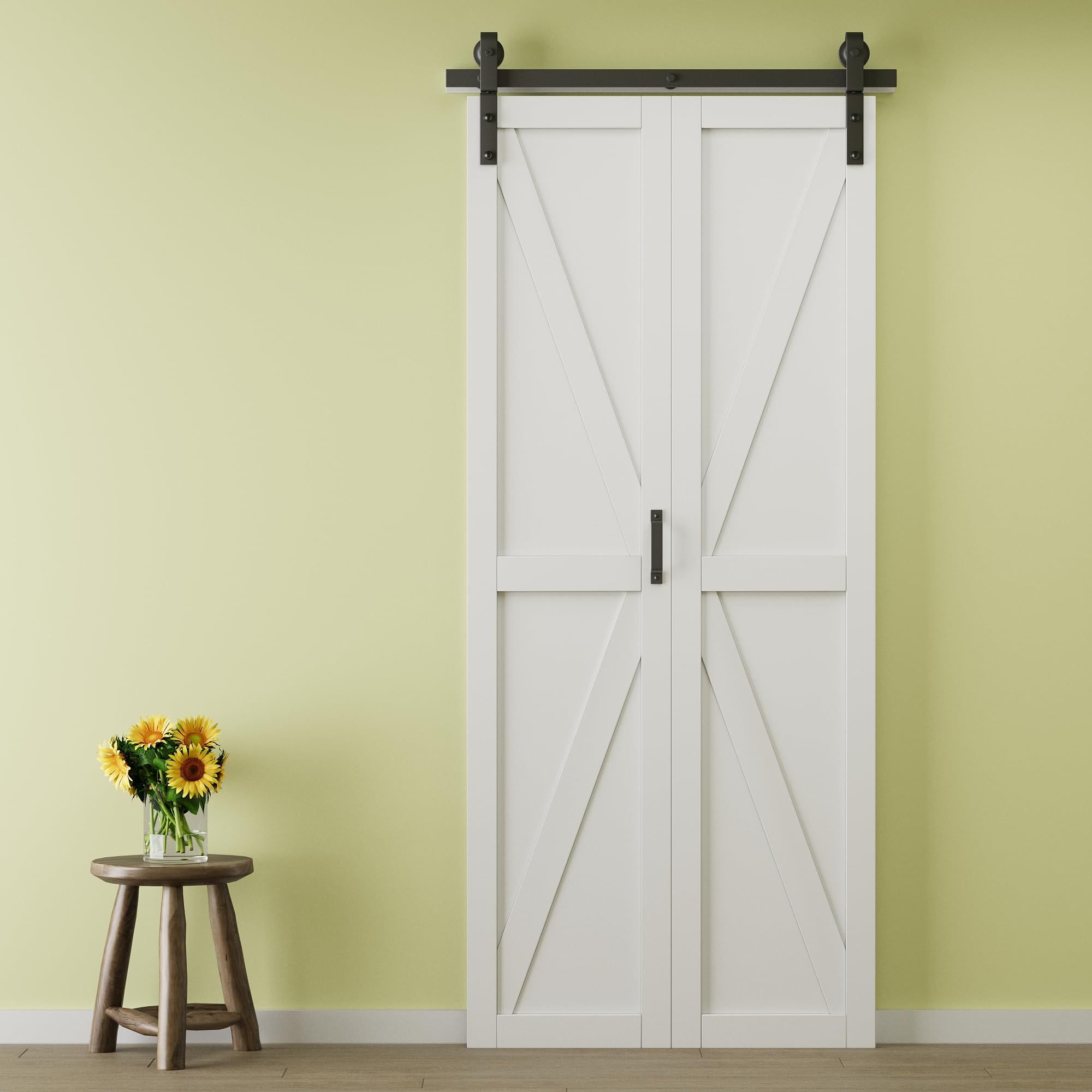 Preassembled K-Shape Solid Core Bifold Barn Door with Hardware - 32