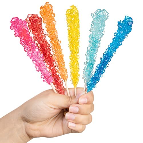 Magical Rainbow Rock Candy Sugar Sticks - 10 Individually Wrapped Colorful Candy Sticks - Perfect for Birthday Parties, Baby Showers & Holiday Gifts