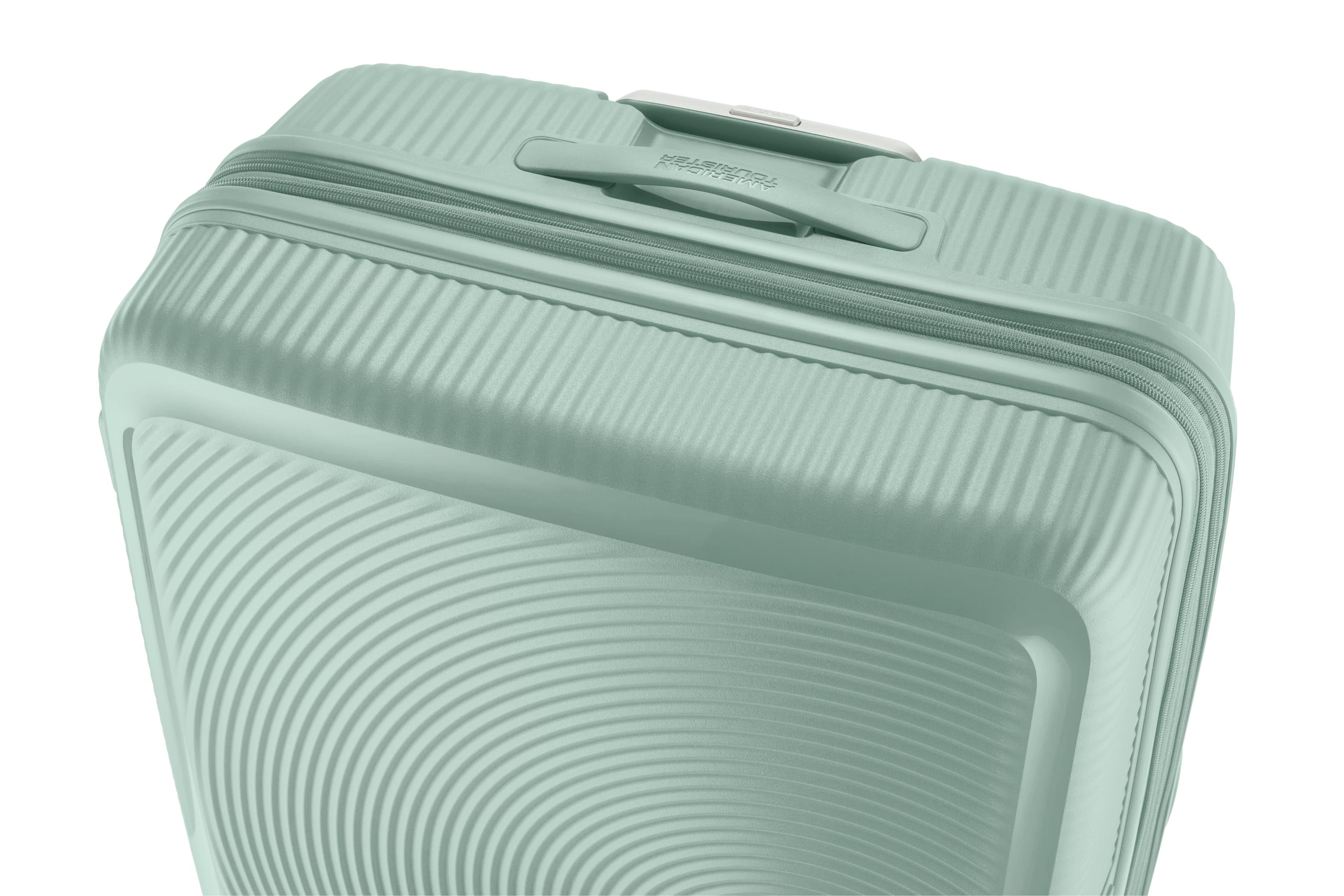 American Tourister 80cm Curio 2.0 Spinner Luggage - Urban Green Expandable Suitcase for Travel, Business & Vacation | Carry-On Size, Durable Lightweight Design