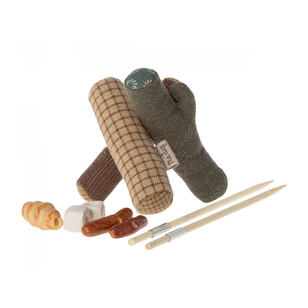 Maileg Bonfire Camping Set - Miniature Mouse Toy for Kids | Perfect for Pretend Play, Storytelling & Collectibles
