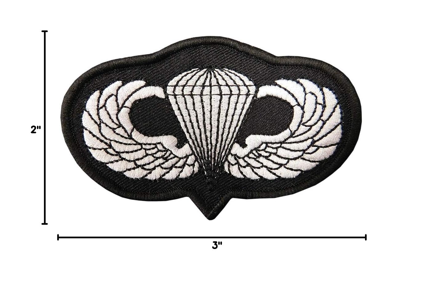 Wholesale Lot of 3 Airborne Wings Black White Iron On Patches - Military Style Embroidered Badges for Jackets, Vests & Backpacks - DIY Sewing & Costume Accessories