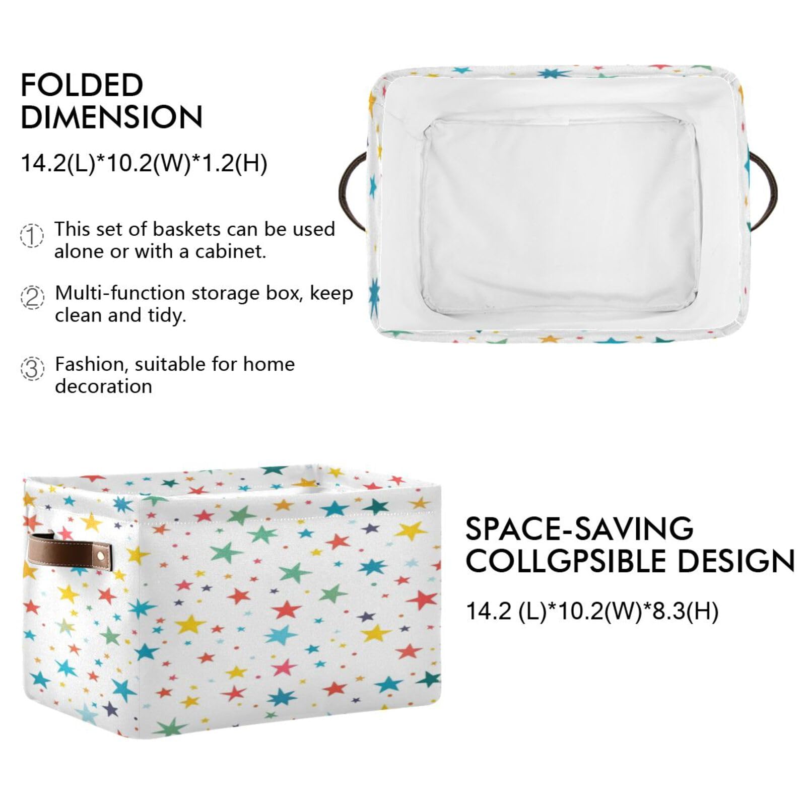 Large Fabric Storage Bins with Handles - Collapsible Closet Organizer Baskets for Shelves, Clothes & Toys | Decorative Home Storage Solution for Bedroom, Nursery & Playroom Organization
