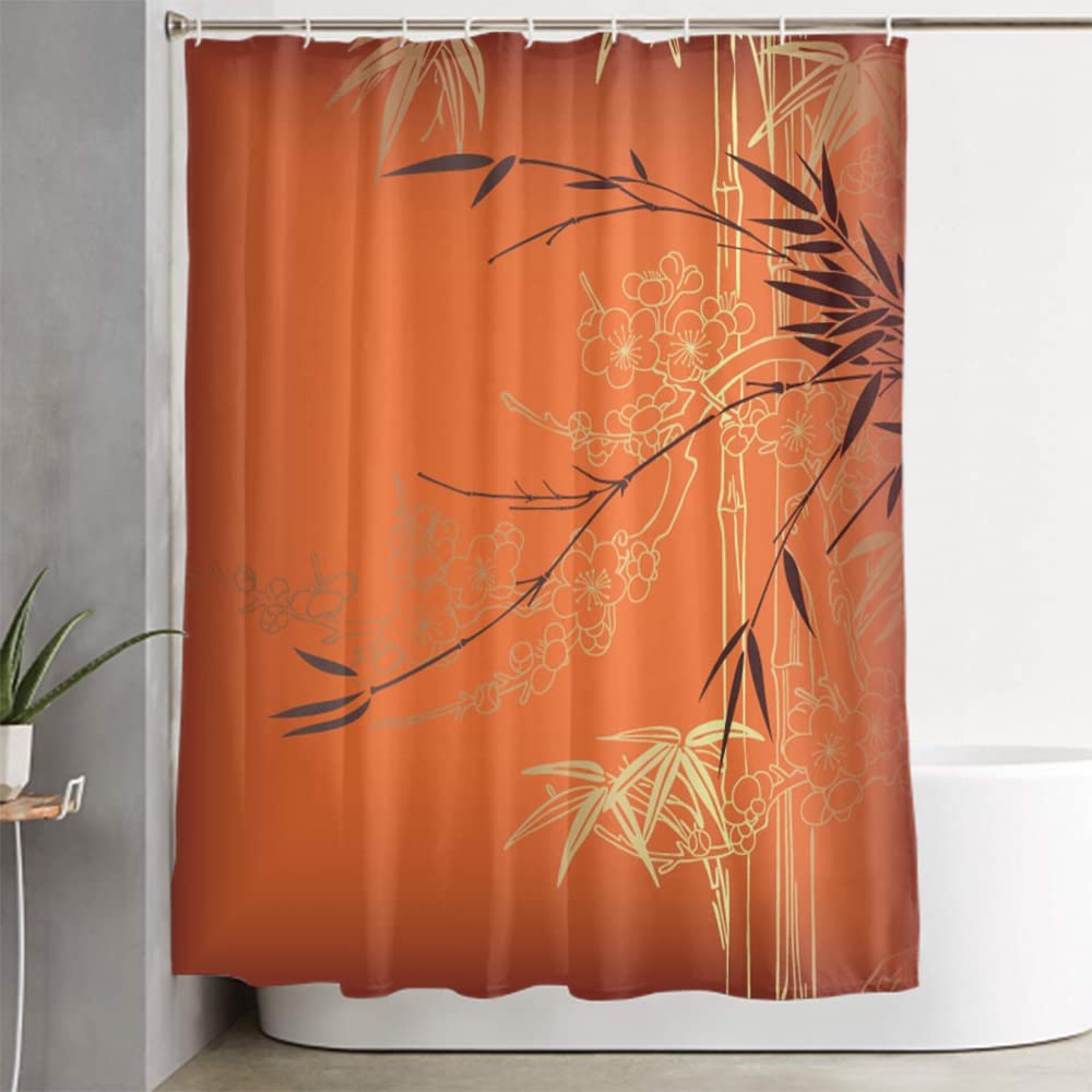 LOKMU Waterproof Shower Curtain - Abstract Bamboo Silhouette Design, Machine Washable Fabric Bath Curtain with Hooks, 72x72 Inches - Perfect for Modern Bathrooms, Spa Retreats & Guest Bath Decor