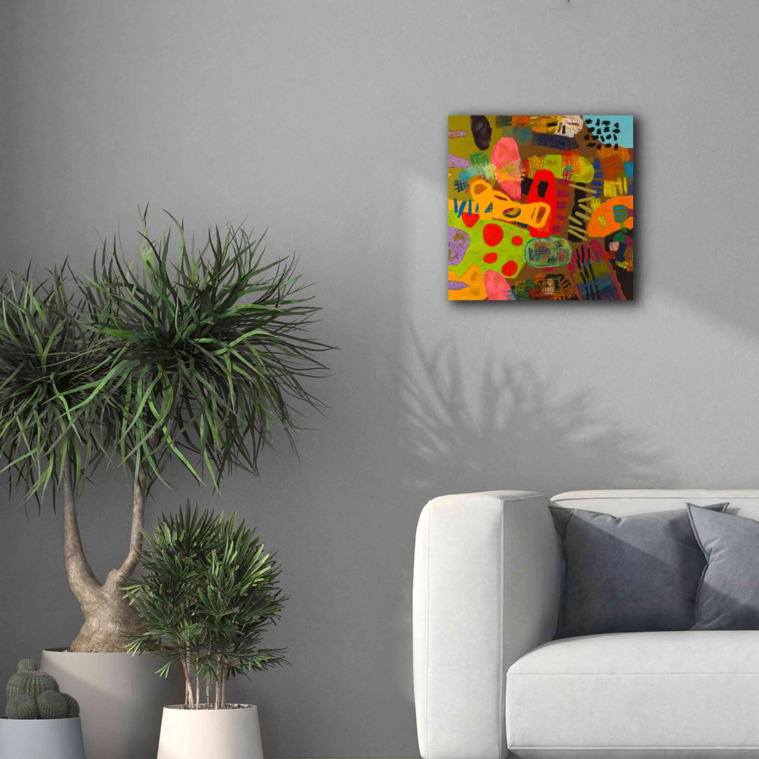 Epic Graffiti 'Conversations in the Abstract 19' by Downs - Premium Giclee Canvas Wall Art Print 18x18 Inches - Modern Abstract Graffiti Painting for Living Room, Bedroom & Office Decor
