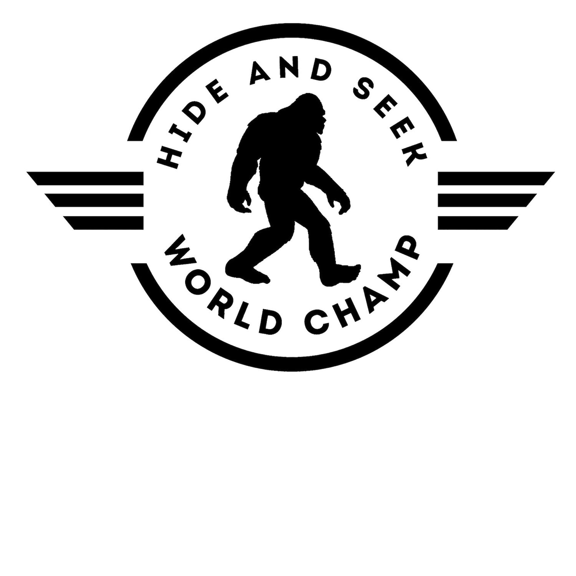 Hide and Seek Champ Bigfoot Sticker - 5x5 Inch Square Bumper Decal for Cars, Laptops & Water Bottles - Funny Sasquatch Car Accessories for Outdoor Enthusiasts & Cryptid Lovers