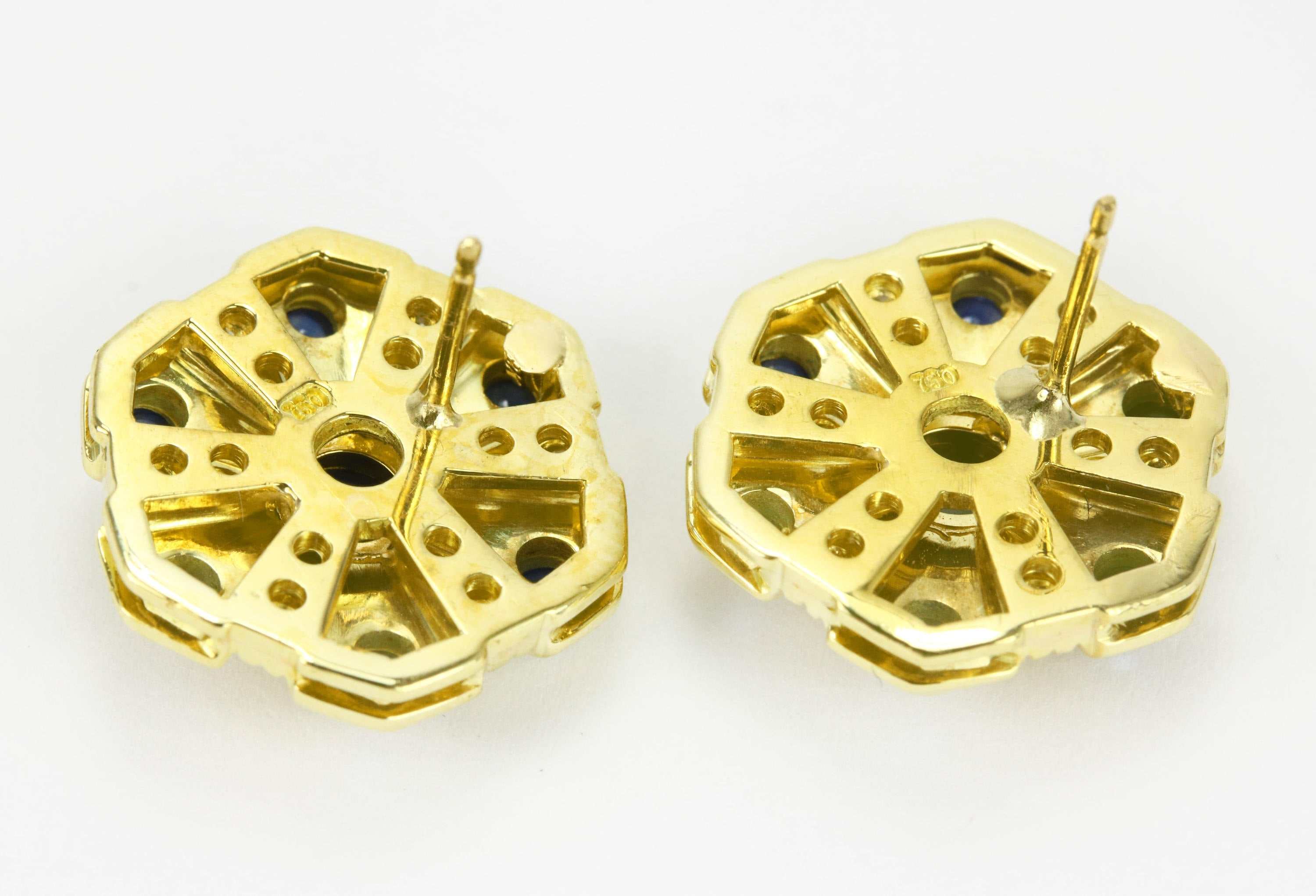 3.30tcw Natural Sapphire & Diamond Stud Earrings in 18K Gold - Elegant Jewelry for Weddings, Parties & Special Occasions