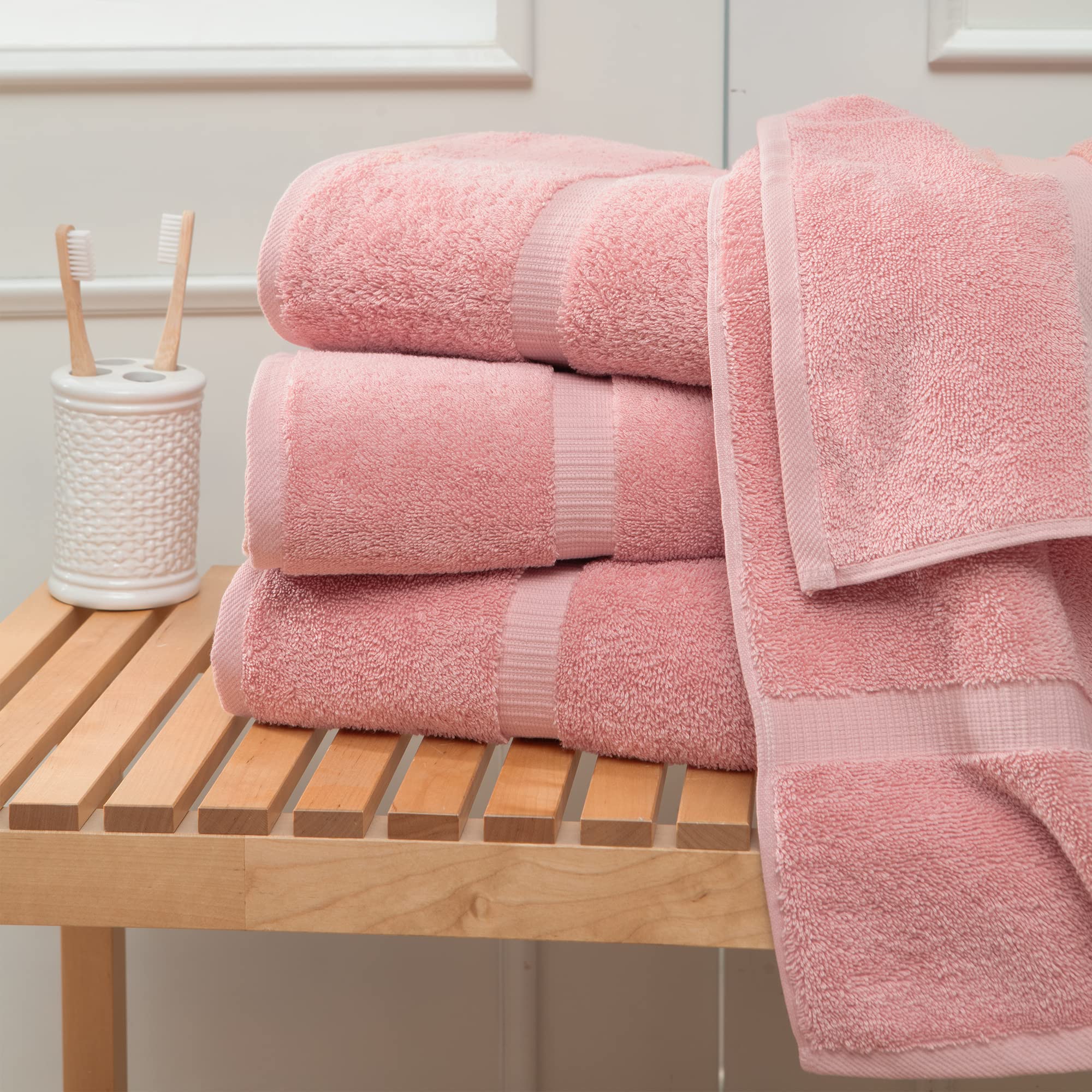 Premium Cotton Turkish Bath Towels - Ultra Soft & Highly Absorbent 4-Piece Set (Pink) | Luxury Spa, Beach & Home Use