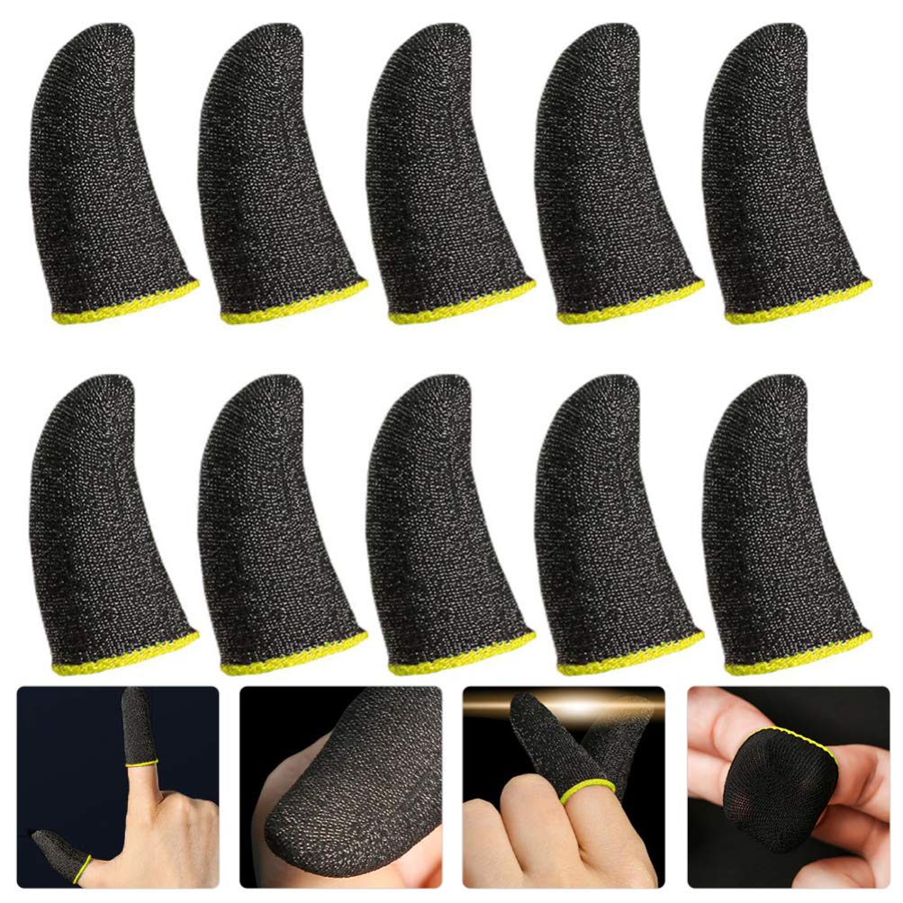 UKCOCO 10-Pack Anti-Sweat Gaming Finger Sleeves - Breathable Fiber Touchscreen Gloves for Mobile Gaming, Esports & Pro Gamers - Perfect for PUBG, Fortnite, COD & Long Gaming Sessions