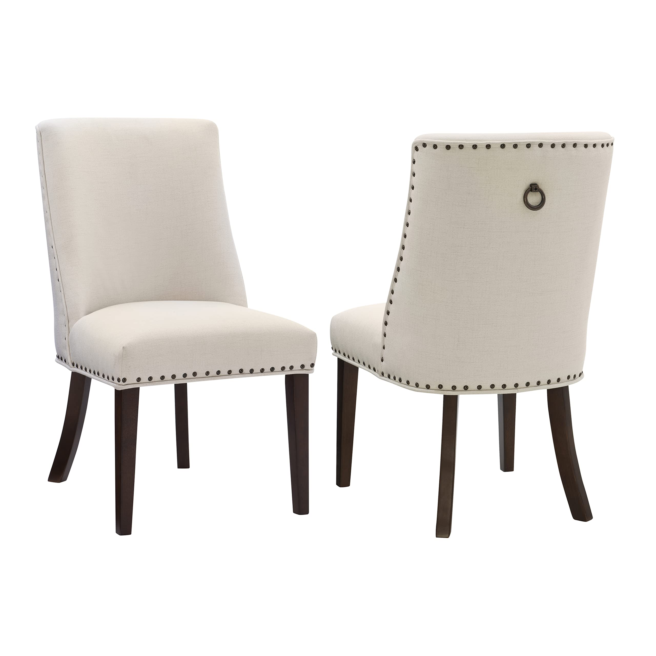 Powell Parnell Dining Chair Set of 2 - Natural/Espresso Upholstered Side Chairs for Kitchen, Dining Room & Office | Modern Comfort Seating for Home Decor