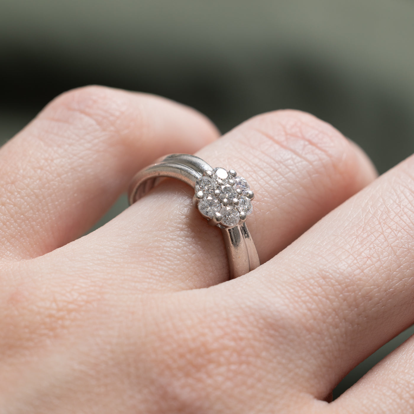 0.50ctw Diamond Cluster Grooved Ring - Size 5.5 | Elegant Wedding Band, Anniversary Gift & Everyday Jewelry for Women