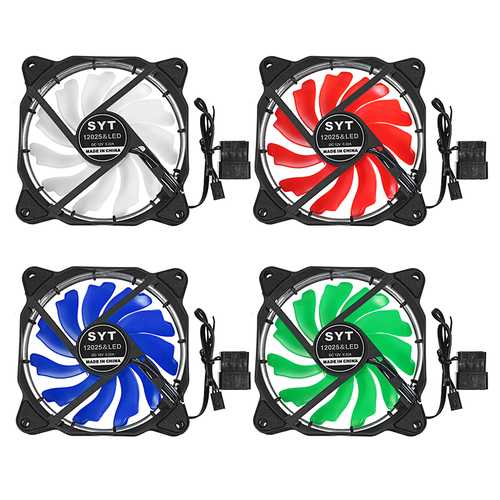 12CM DC 12V 1200 RPM LED Cooling Fan with Bright Light - 3/4Pin PC Case Fan for Computer Cooling, Heatsink & Gaming PC Build - Perfect for PC Case, CPU Cooler & Computer Case Airflow Enhancement
