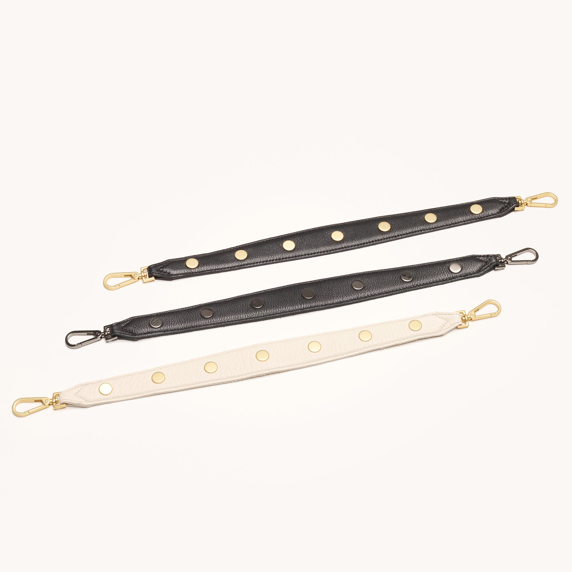 Riveted Shoulder Bag Strap - Calla Lily White & Brushed Gold | Fashionable Crossbody Strap for Women's Handbags, Purses & Totes | Perfect for Work, Travel & Everyday Use