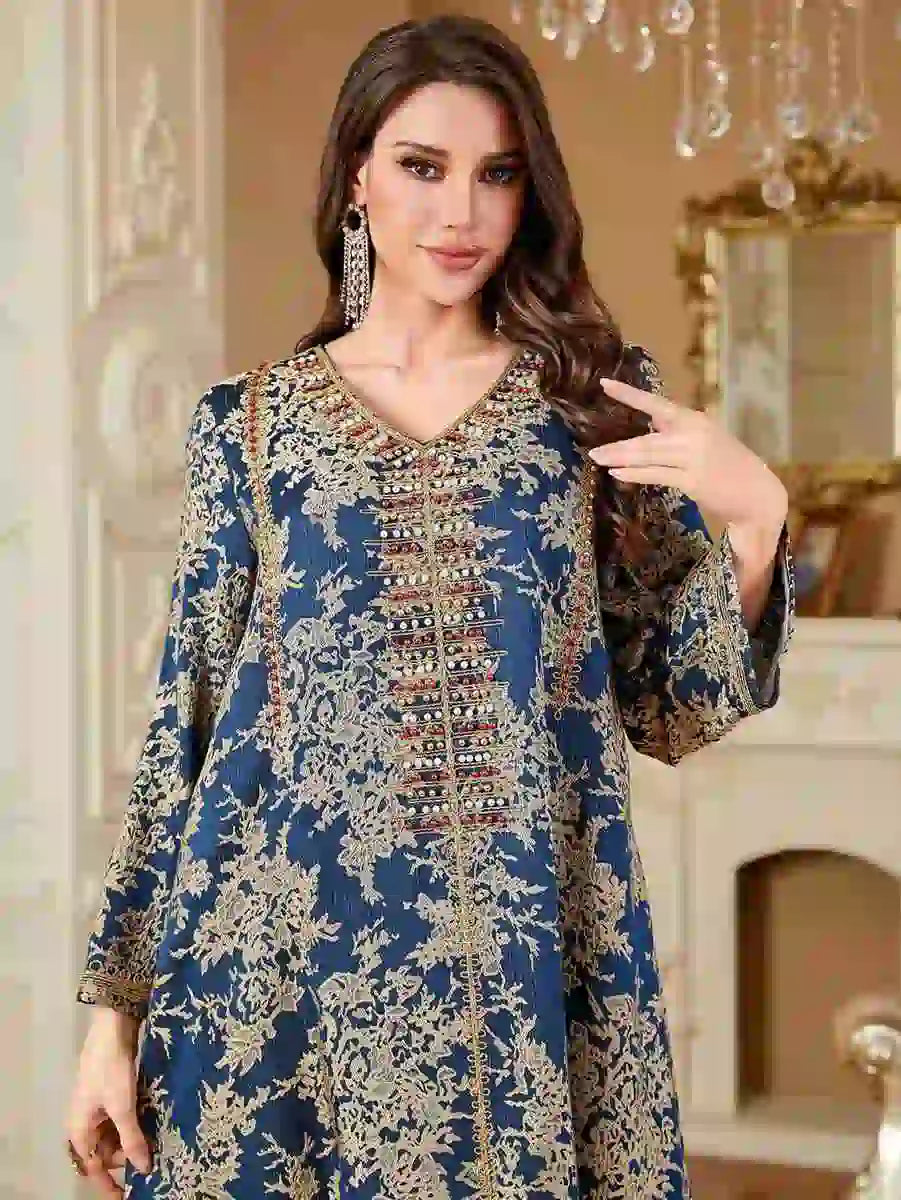 Elegant Eid Dresses for Women - Embroidered Beaded Caftan Kaftan Dress #254336 | Perfect for Eid Celebrations, Weddings & Special Occasions