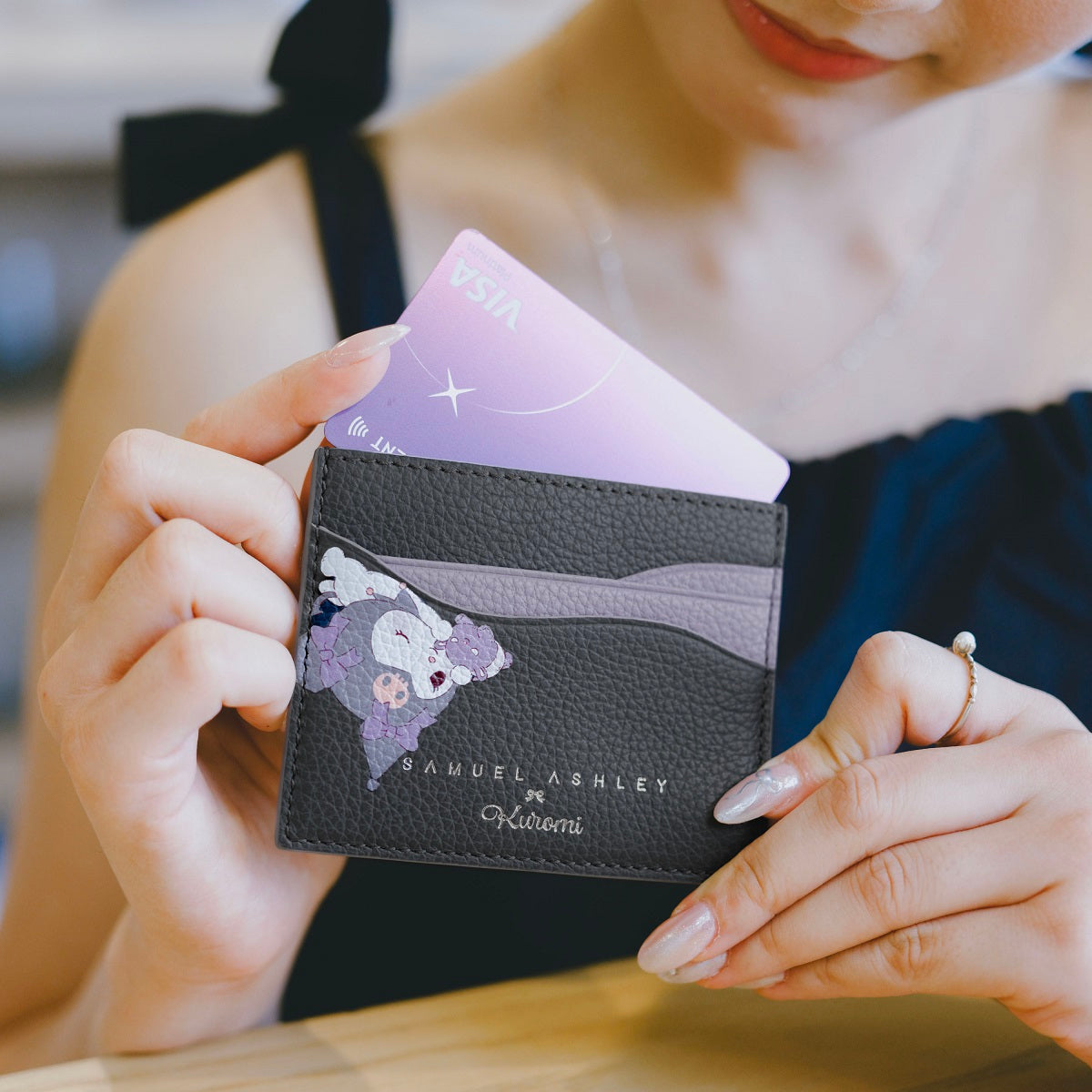 Premium Samuel Ashley x Sanrio Leather Card Holder - Cute Hello Kitty & Friends Wallet for Credit Cards, ID, Business Cards - Perfect for Everyday Use, Travel & Gift Giving
