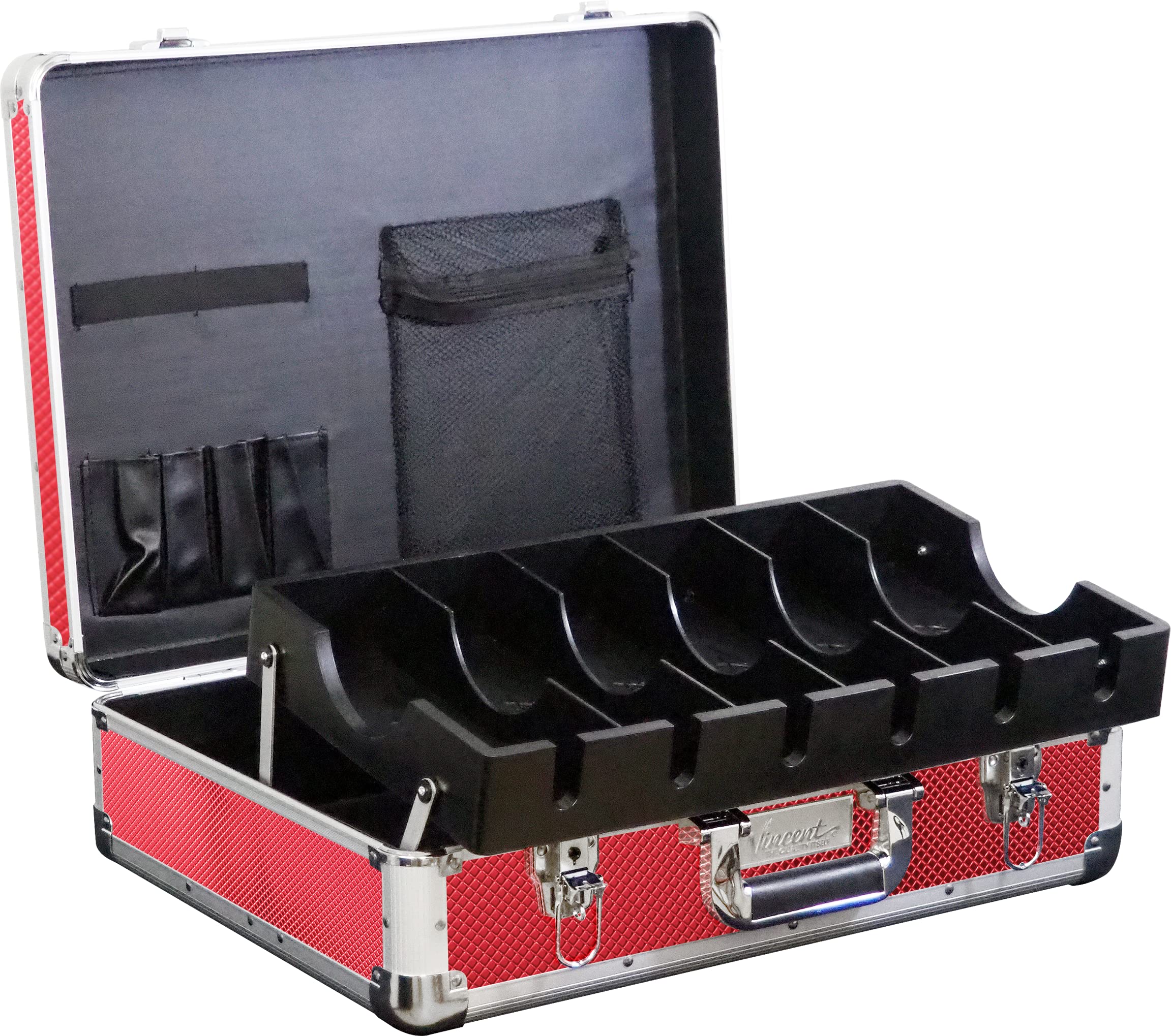 Vincent Master Barber Case Large (Red) - Professional Barber Kit Storage for Travel & Salon Use