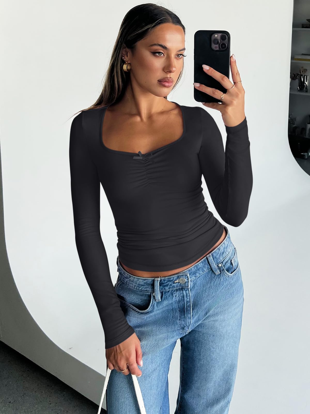 Trendy Queen Women's Long Sleeve Going Out Top - Y2K Cute Shirt for Fall Fashion 2025 | Perfect for Parties, Dates & Night Out Outfits