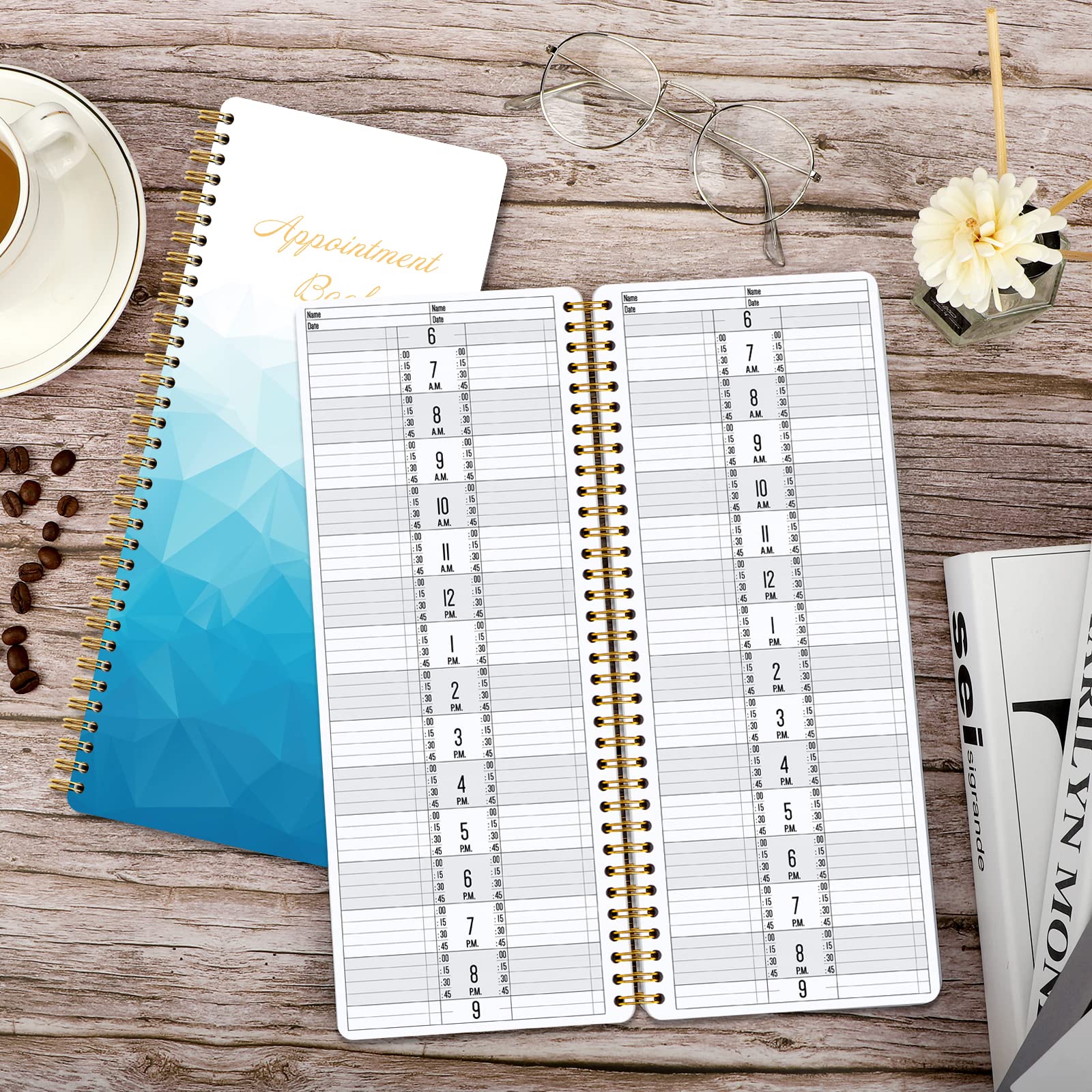 2025 Salon Appointment Book - Undated Daily & Hourly Planner with 15-Minute Intervals for Scheduling - Perfect for College, Office, and Home Use - Blue | Ideal for Beauty Professionals, Students, and Busy Professionals