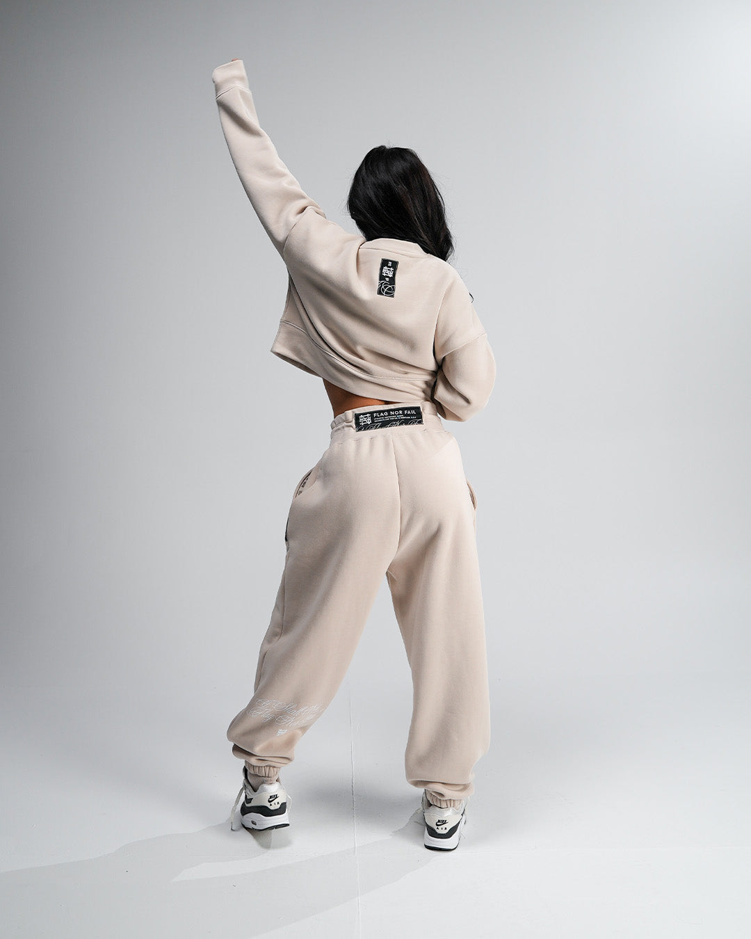 Women's Oversized Crop Crewneck Sweatshirt in Tan - Soft & Comfortable Casual Wear for Lounge, Street Style & Layering