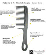 Chicago Comb Co. Model No. 8 Carbon Fiber Comb - Premium Lightweight Hair Comb for Men & Women - Perfect for Travel, Styling & Gentle Detangling