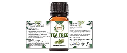Botanic Garden 100% Pure Tea Tree Essential Oil for Skin, Hair & Acne Care - Natural Undiluted Therapeutic Grade (10ml) | Perfect for Aromatherapy, DIY Beauty & Home Remedies