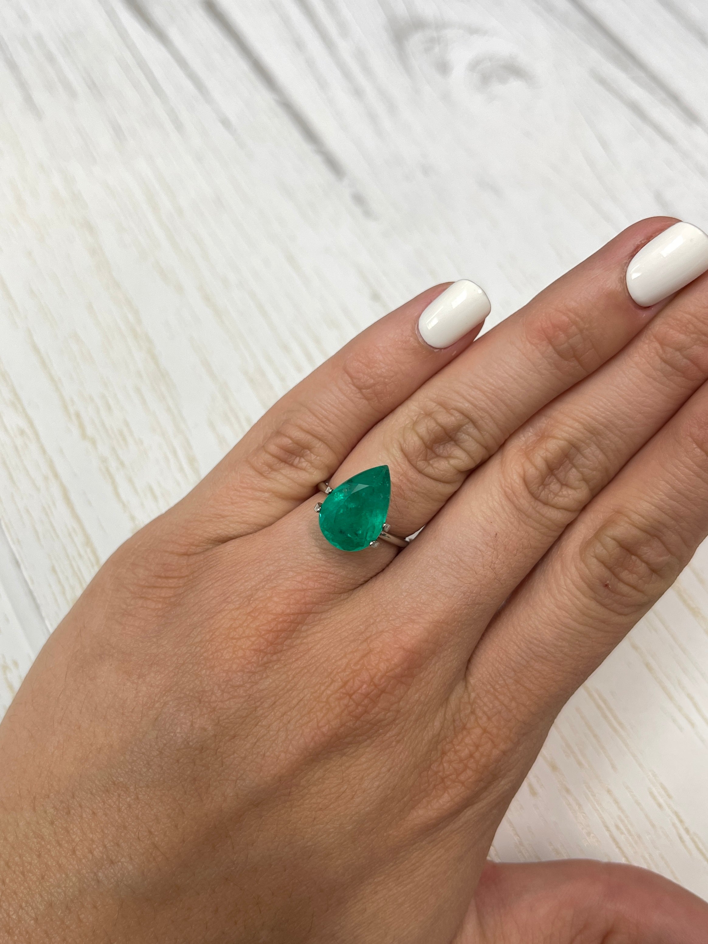 5.86 Carat 15x10mm Rich Green Natural Loose Colombian Emerald Pear Cut Gemstone for Jewelry Making, Engagement Rings & Luxury Gifts
