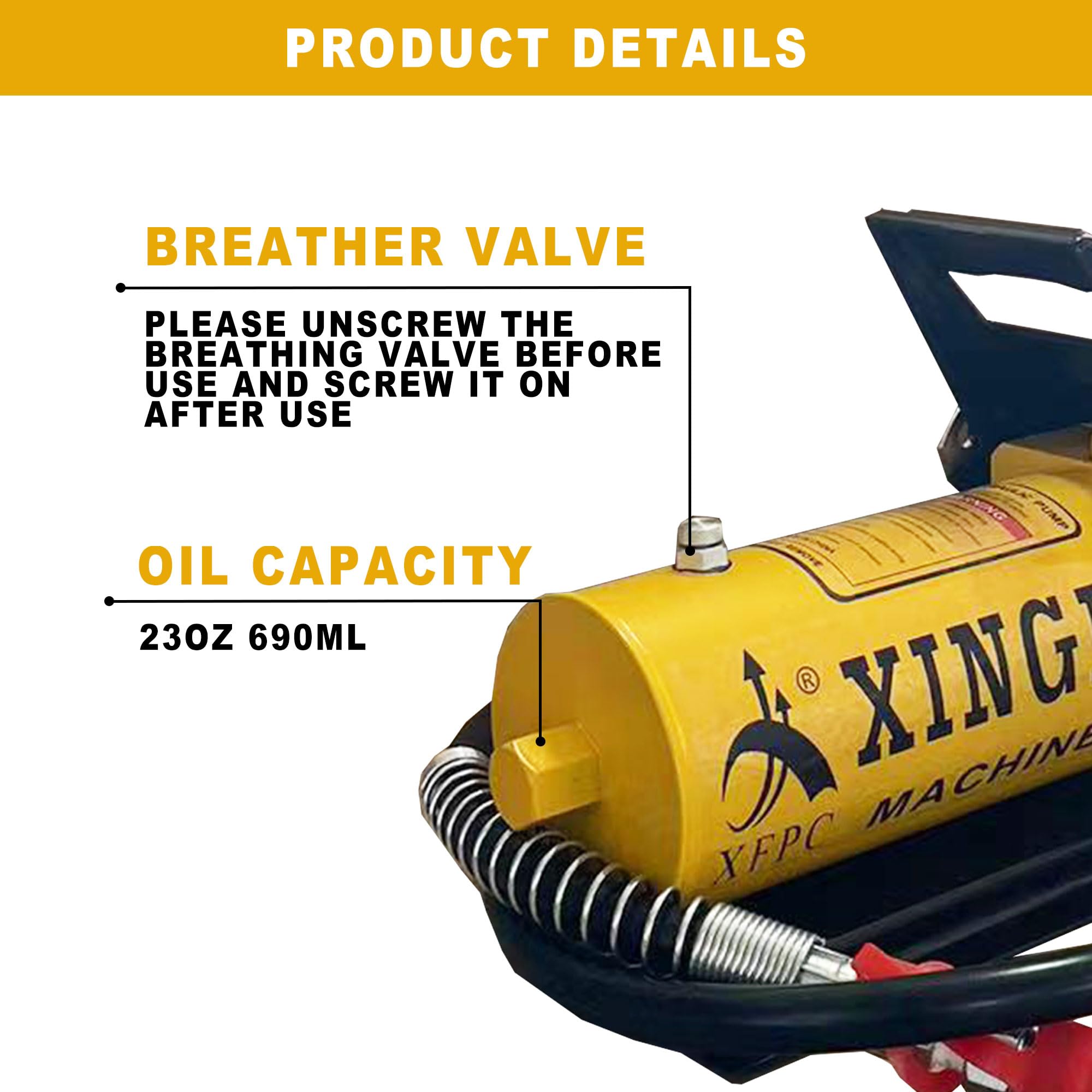 10,000 PSI Air Hydraulic Pump with 1.7L Reservoir - 3/8