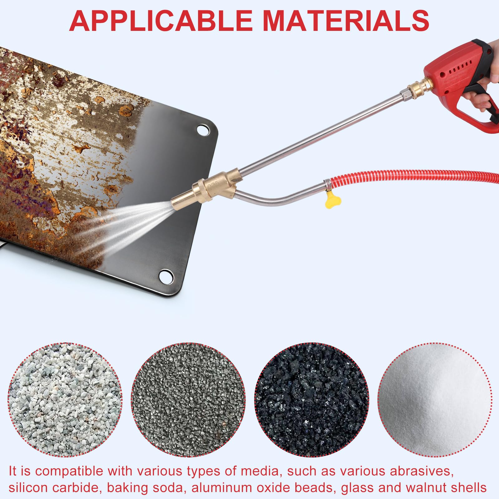 5000 PSI Pressure Washer Sand Blaster Kit with Gun & 4 Nozzles - 1/4'' Quick Connect Wet Abrasive Blasting Attachment for Concrete, Brick & Metal Cleaning